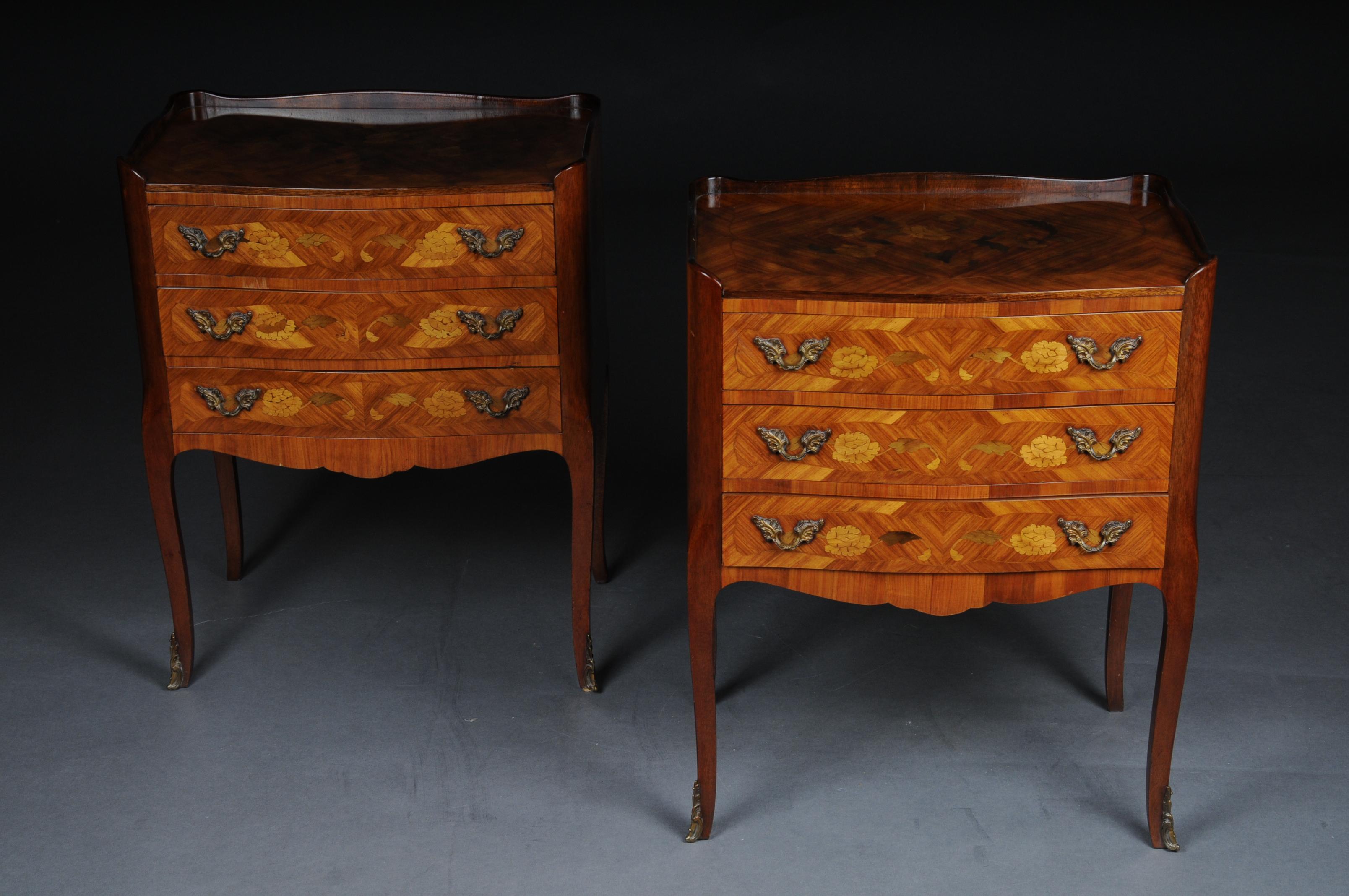 Pair of '2' Chests of Drawers Louis XV 20th Century, Marquetry For Sale 14