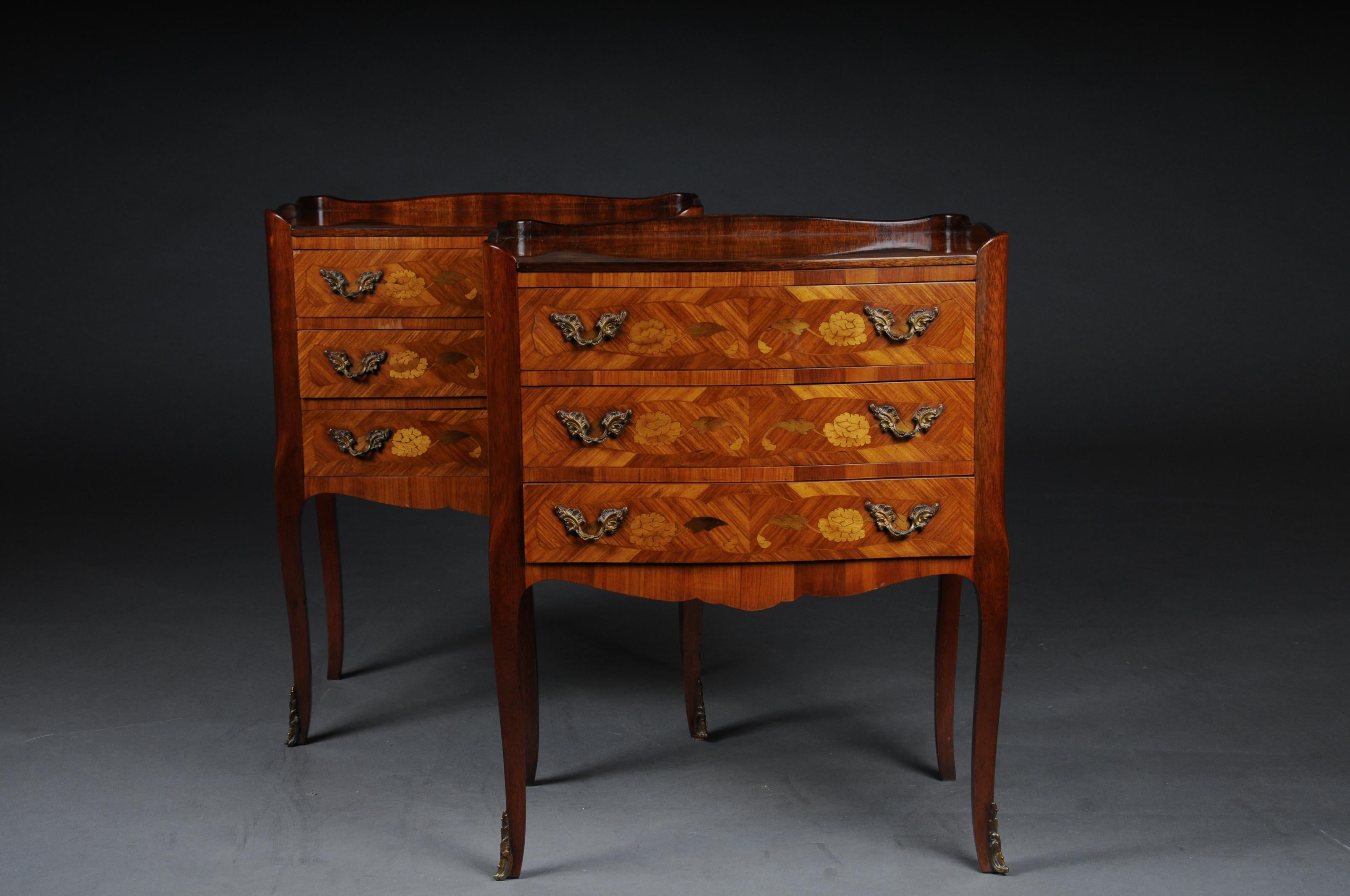 Pair of '2' Chests of Drawers Louis XV 20th Century, Marquetry For Sale 15