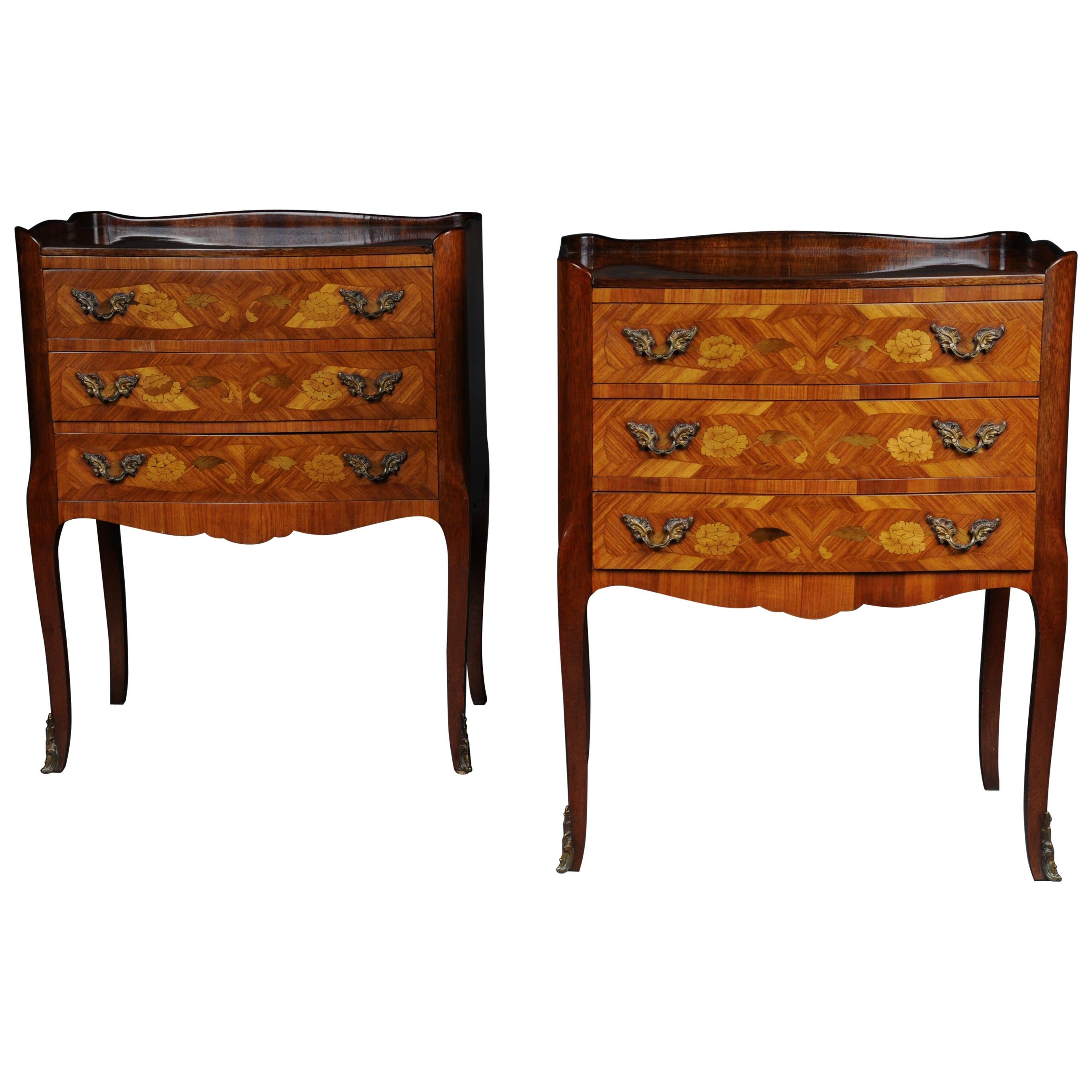 Pair of '2' Chests of Drawers Louis XV 20th Century, Marquetry