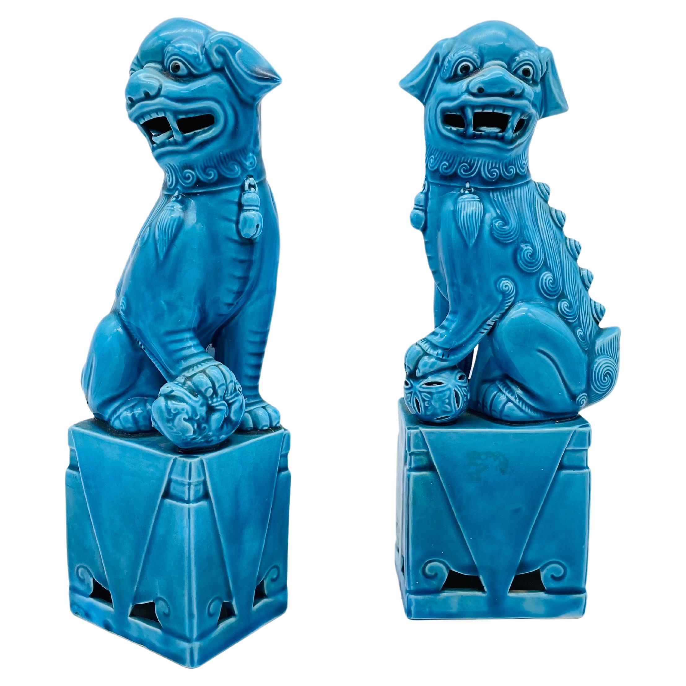 Pair (2) Chinese Fu Dog Sphinx / Incense Holders, 20th Century

Porcelain fully painted in blue. China, 20th century



