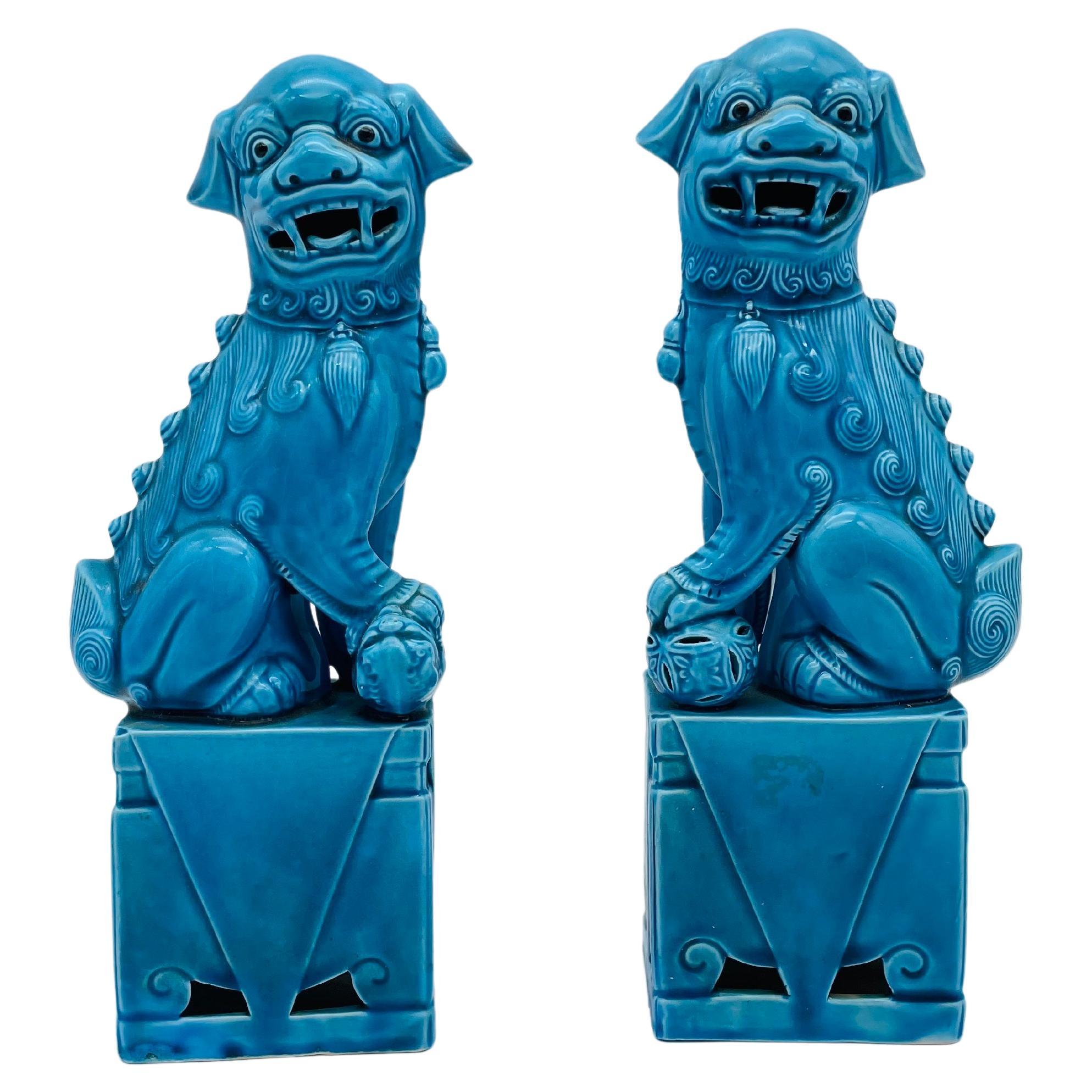 Painted Pair (2) Chinese Fu Dog Sphinx / Incense Holders, 20th Century For Sale
