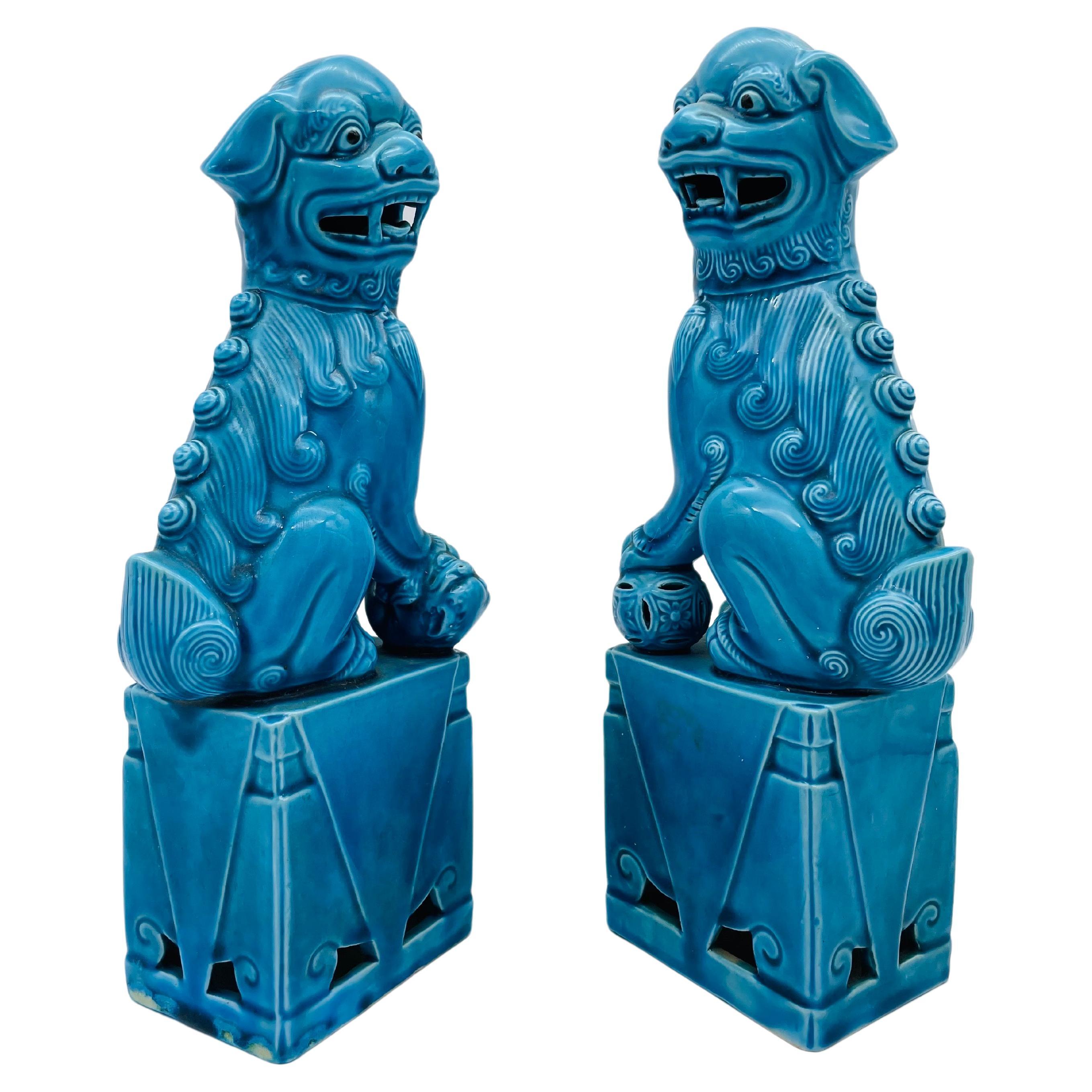 Pair (2) Chinese Fu Dog Sphinx / Incense Holders, 20th Century For Sale 4