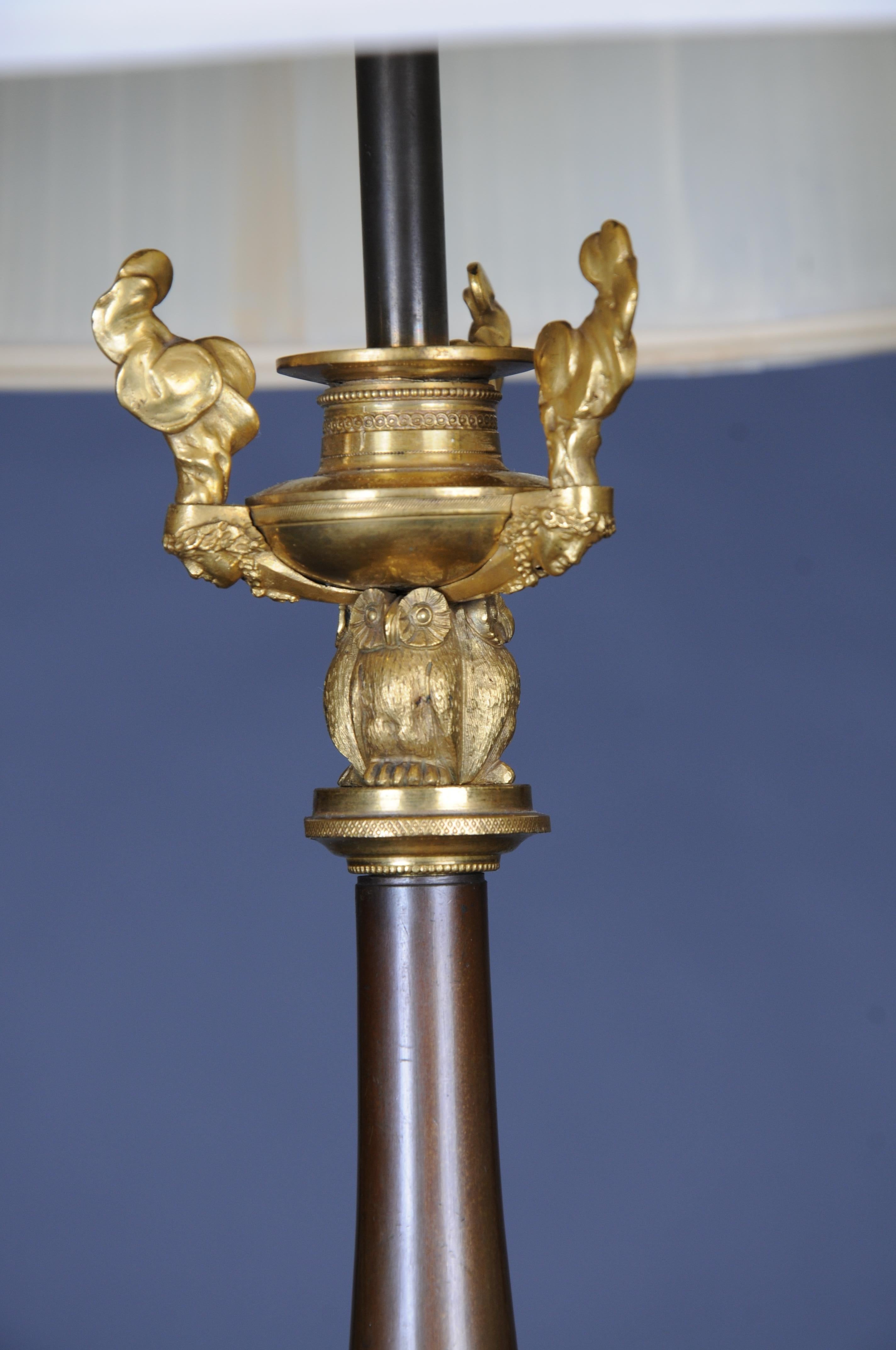 Pair (2) Empire bronze Table lamps around 1805, Paris, fire gilded. For Sale 5