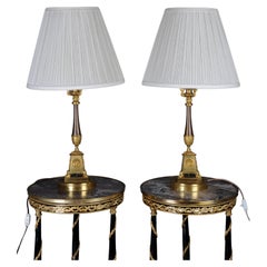 Used Pair (2) Empire bronze Table lamps around 1805, Paris, fire gilded.