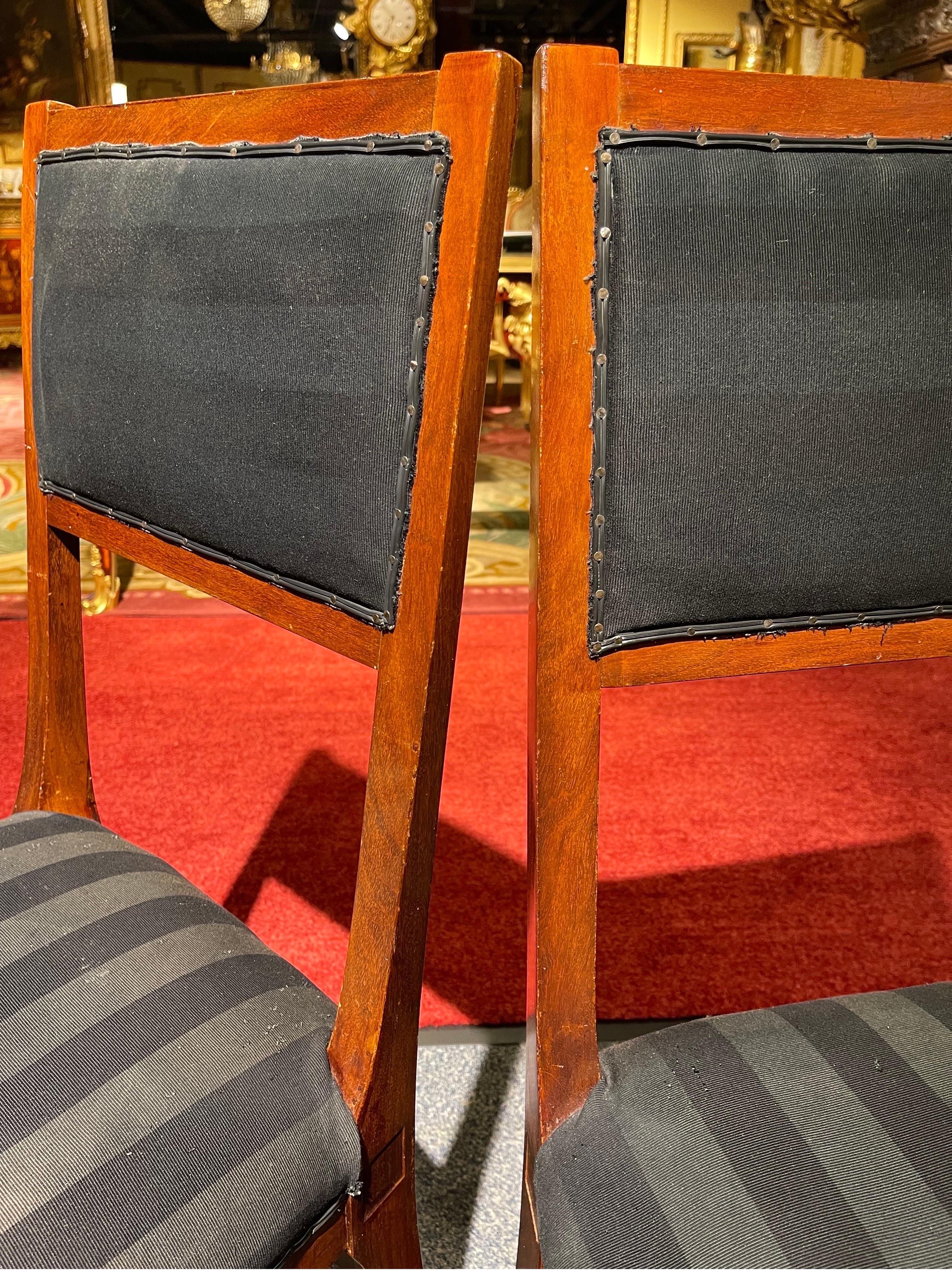 Early 20th Century Pair '2' Empire Chairs Around 1900 For Sale