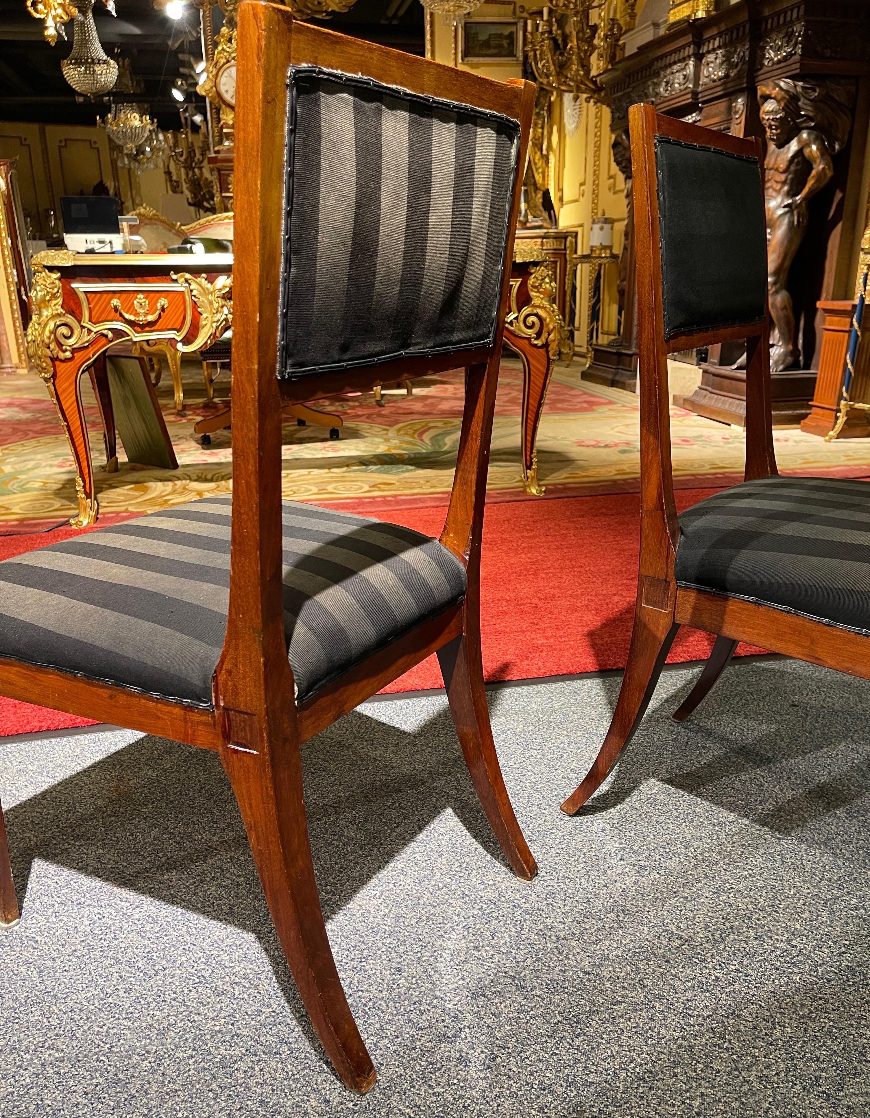 Mahogany Pair '2' Empire Chairs Around 1900 For Sale
