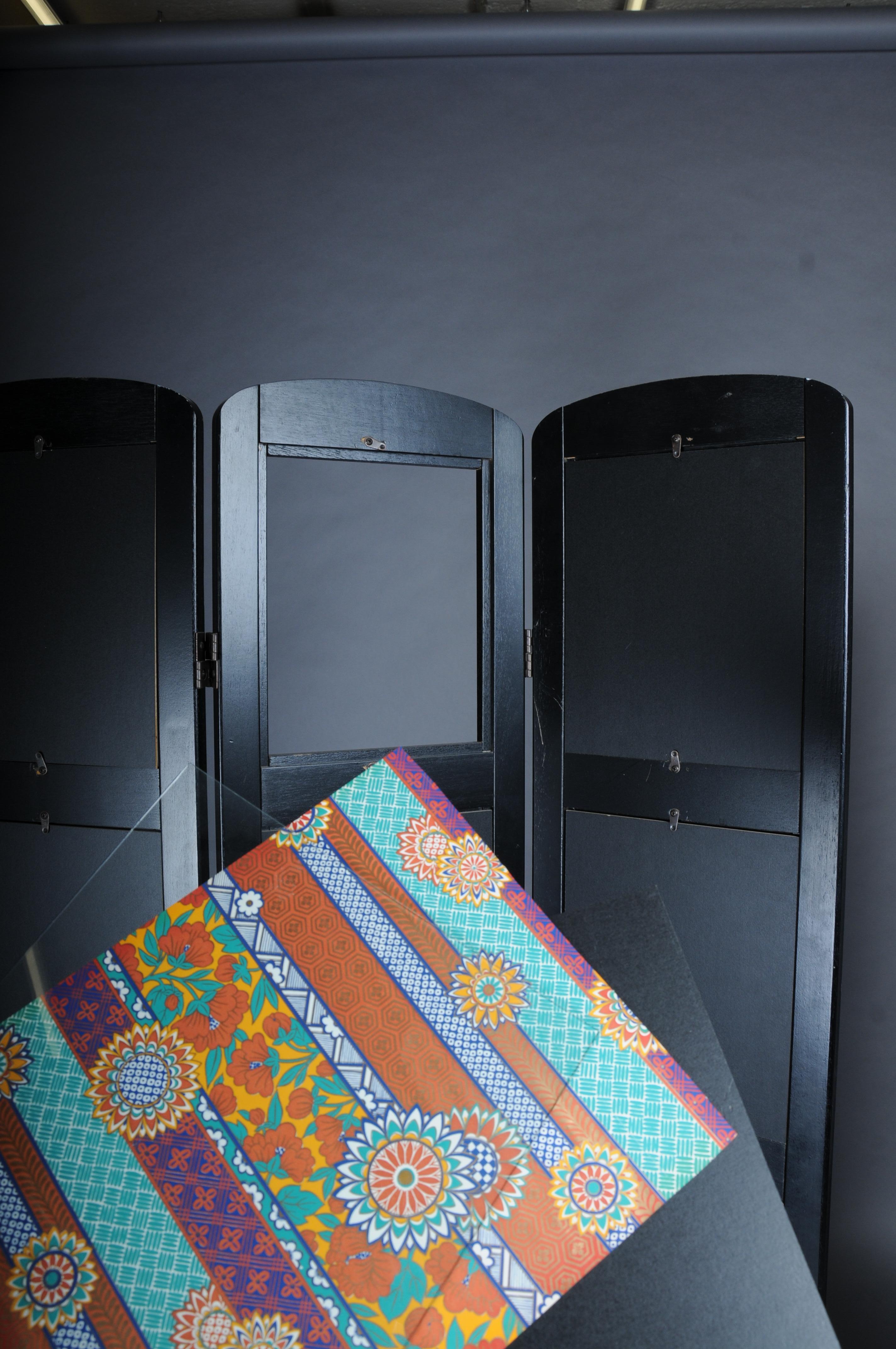 Pair (2) Exceptional multi-colored ebonized room divider/screen. For Sale 5