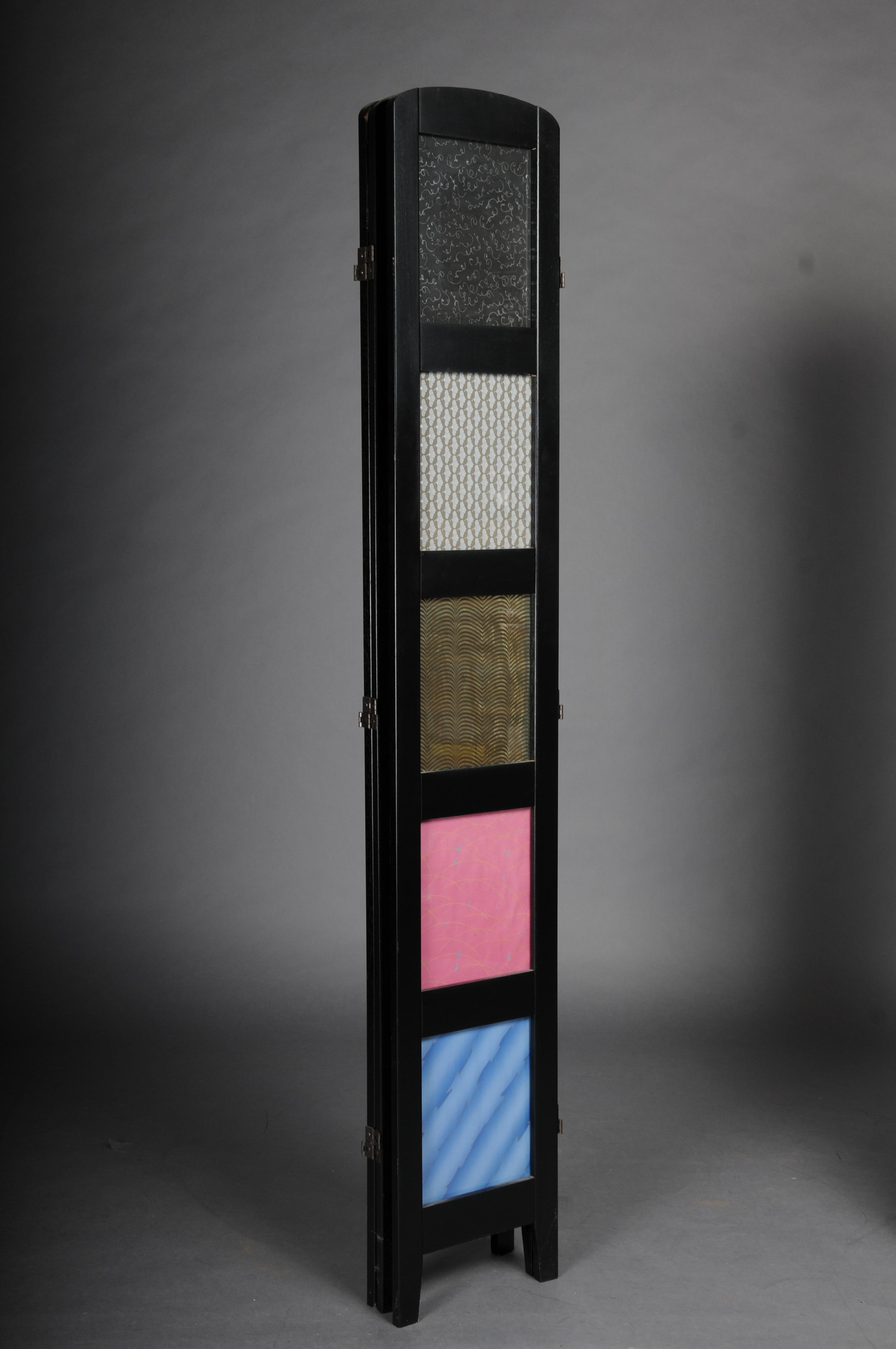 Pair (2) Exceptional multi-colored ebonized room divider/screen. For Sale 6