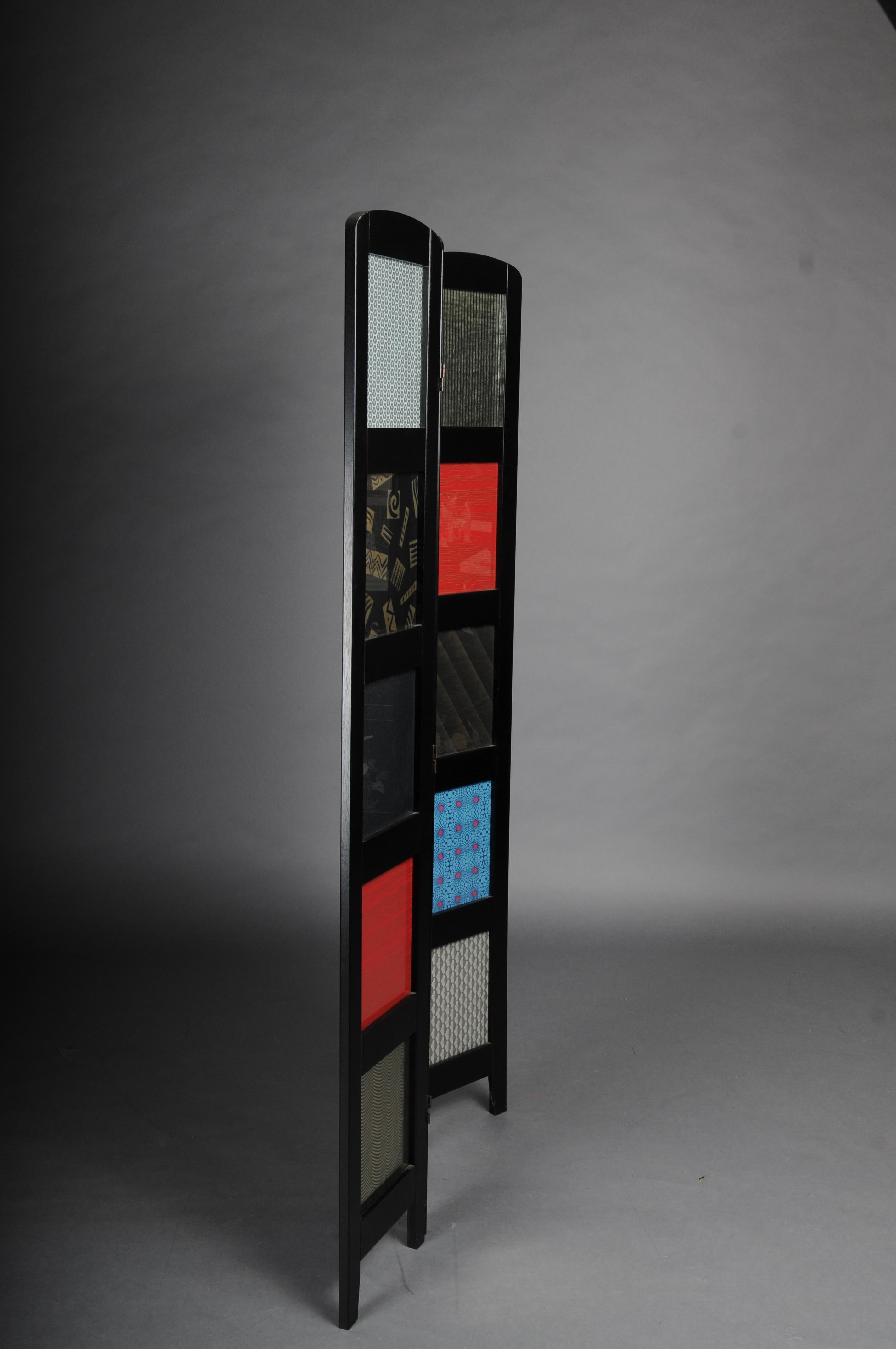 Pair (2) Exceptional multi-colored ebonized room divider/screen. For Sale 13