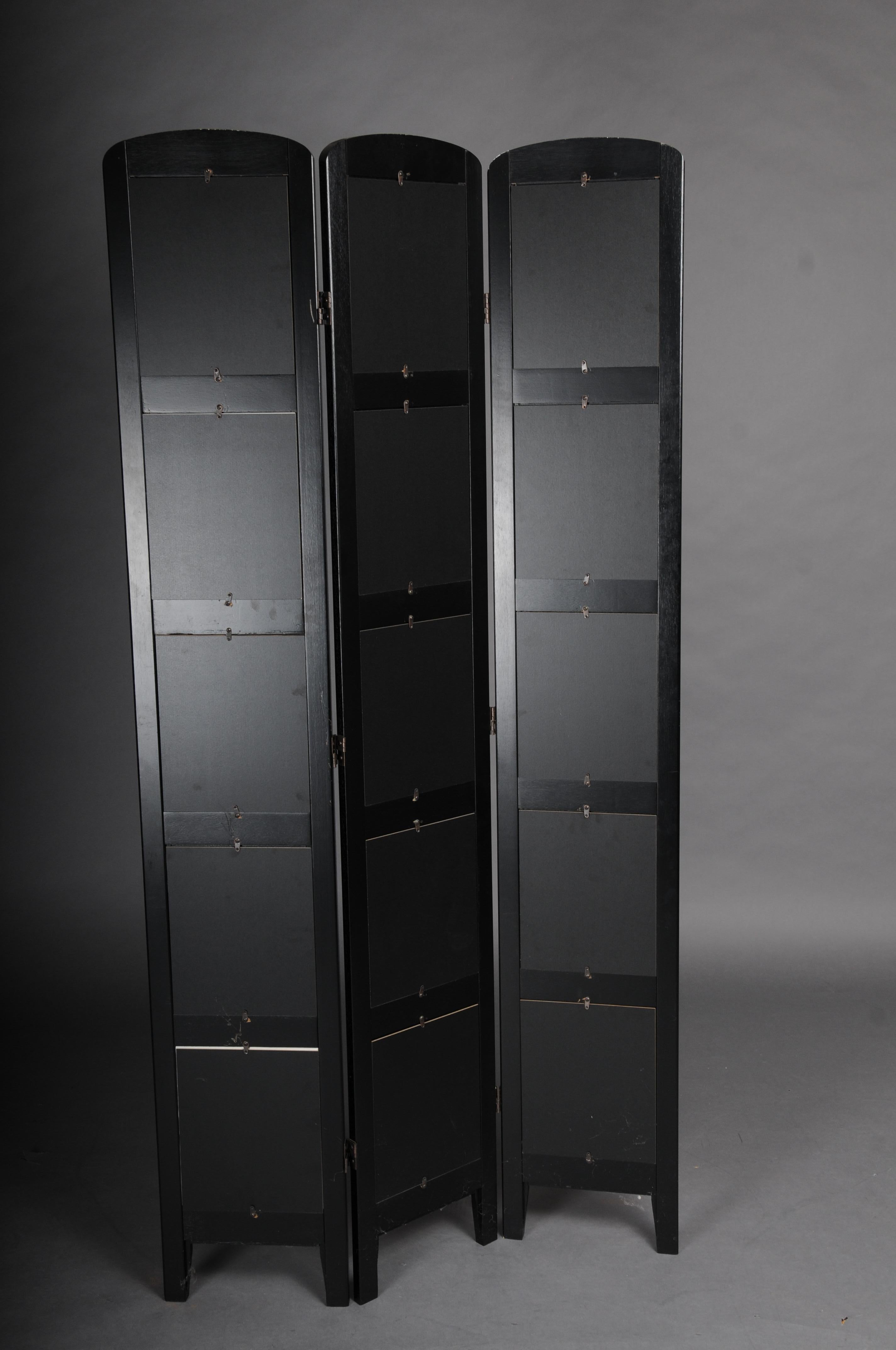 Pair (2) Exceptional multi-colored ebonized room divider/screen. For Sale 14