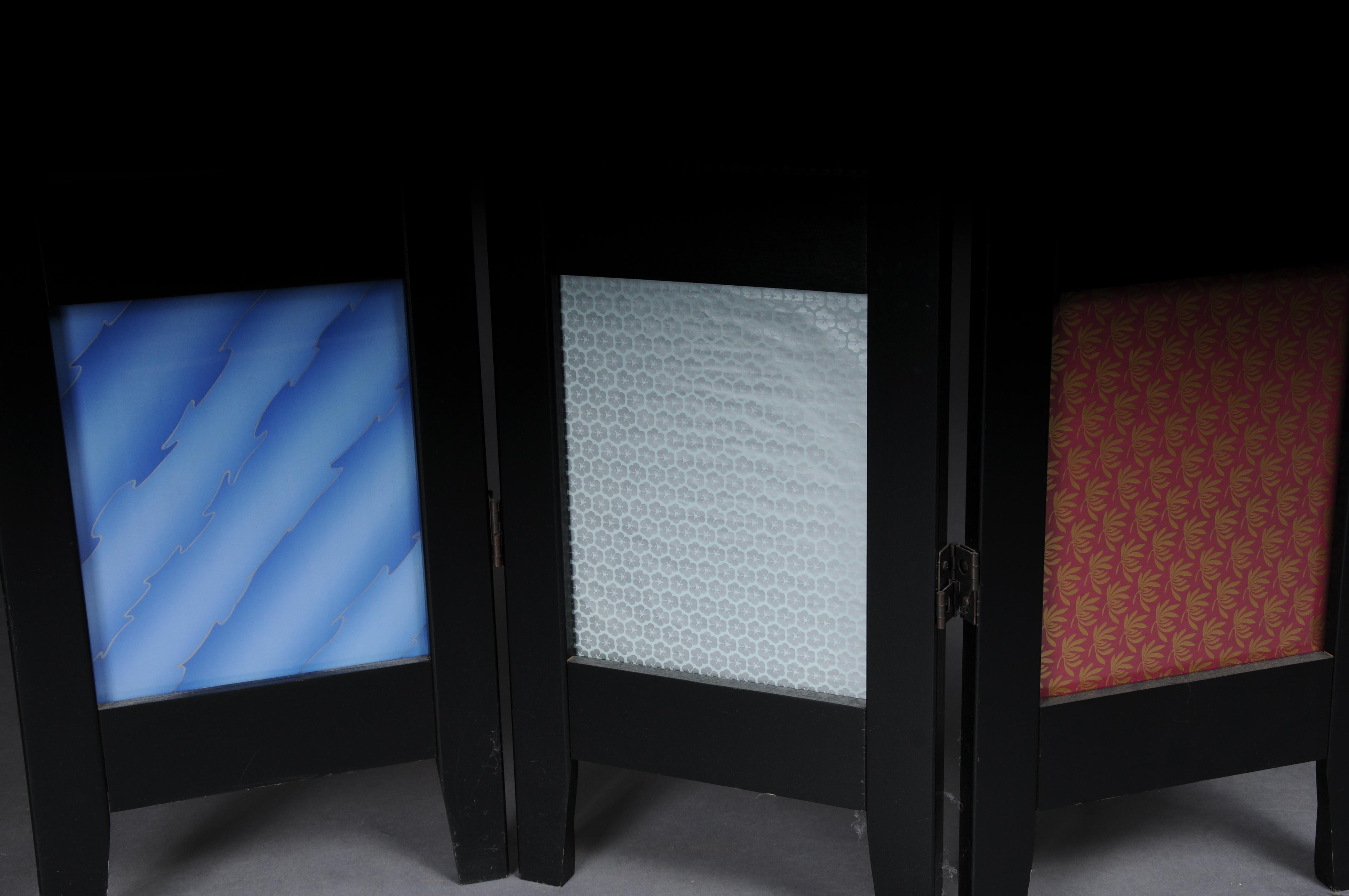 Pair (2) Exceptional multi-colored ebonized room divider/screen. For Sale 3