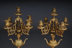 Pair (2) French historicism candlesticks, gilded bronze circa 1880