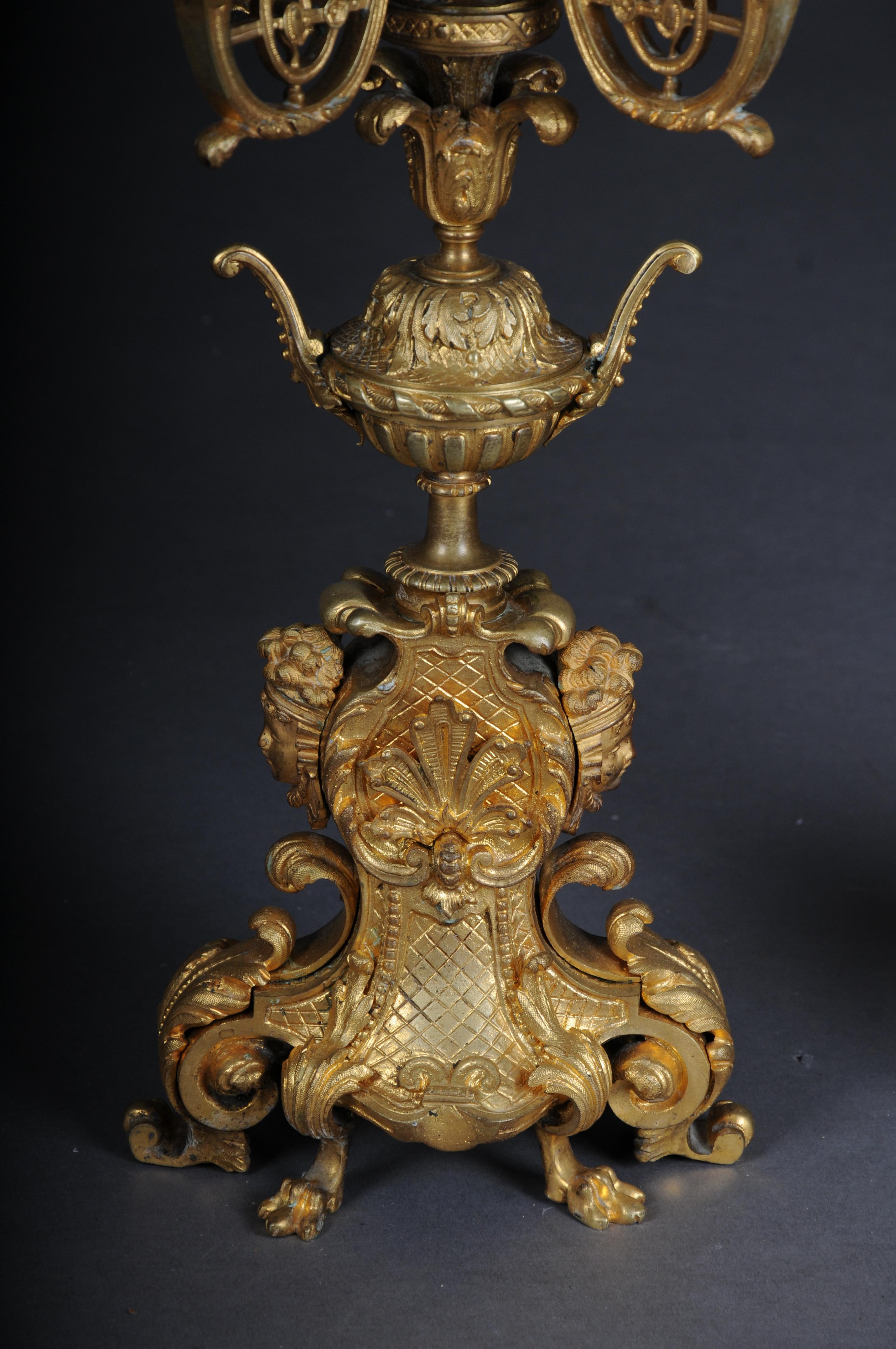 Gilt Pair (2) French historicism candlesticks, gilded bronze circa 1880 For Sale