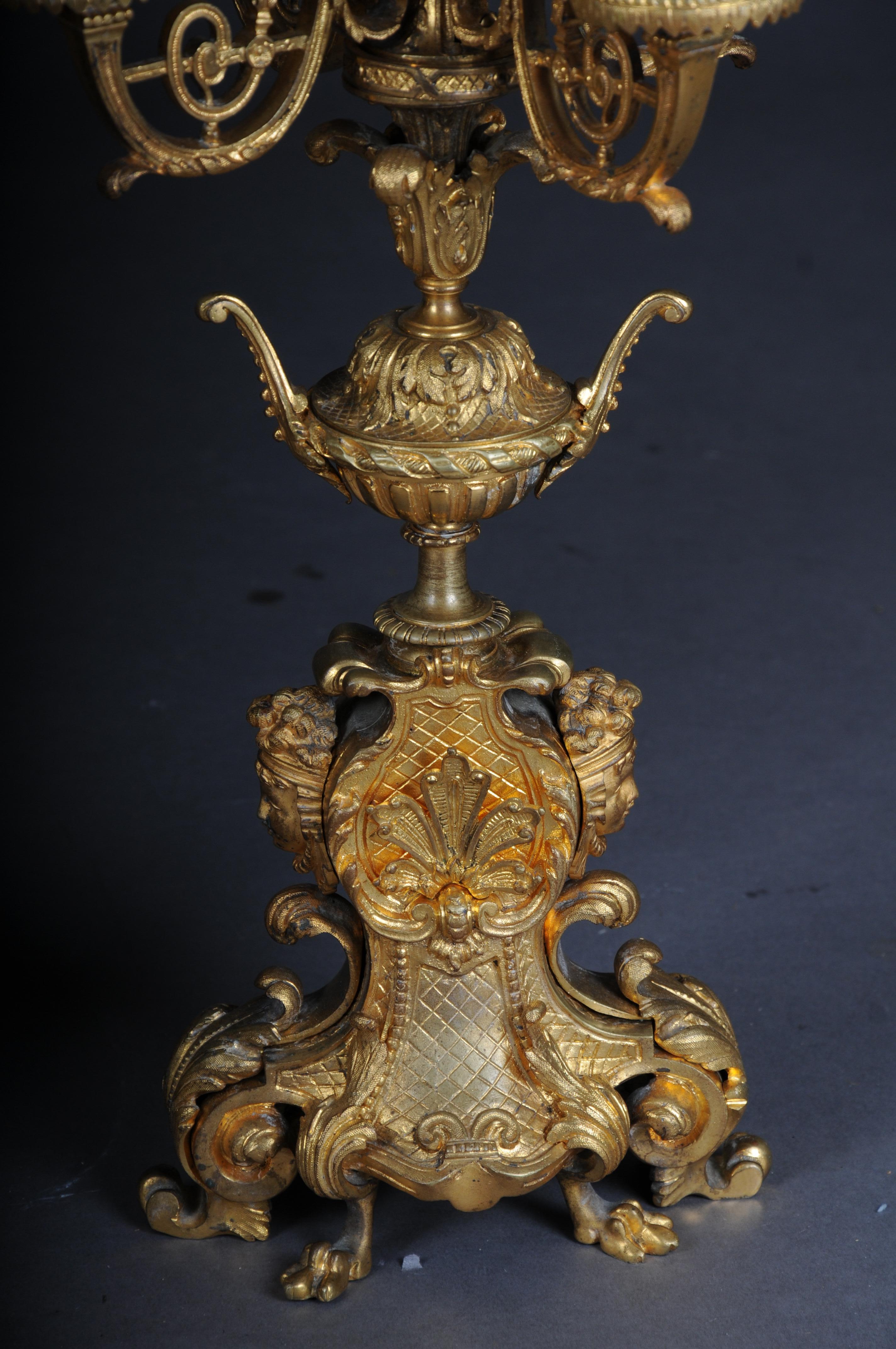 Dorato Coppia (2) candelabri dello storicismo francese, bronzo dorato 1880 circa in vendita