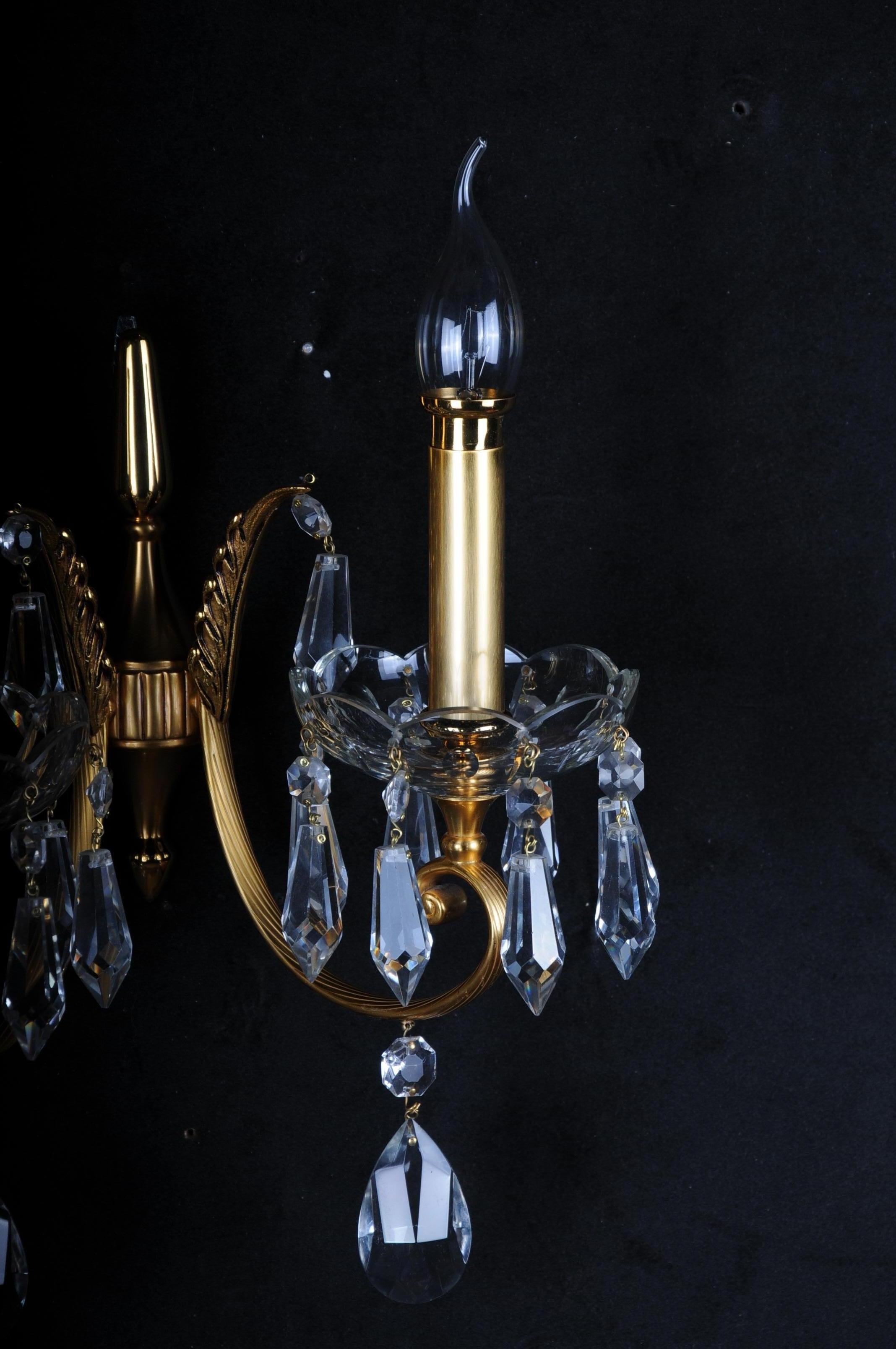 French Pair '2' Gold-Plated Sconces / Wall Lamp, 20th Century For Sale