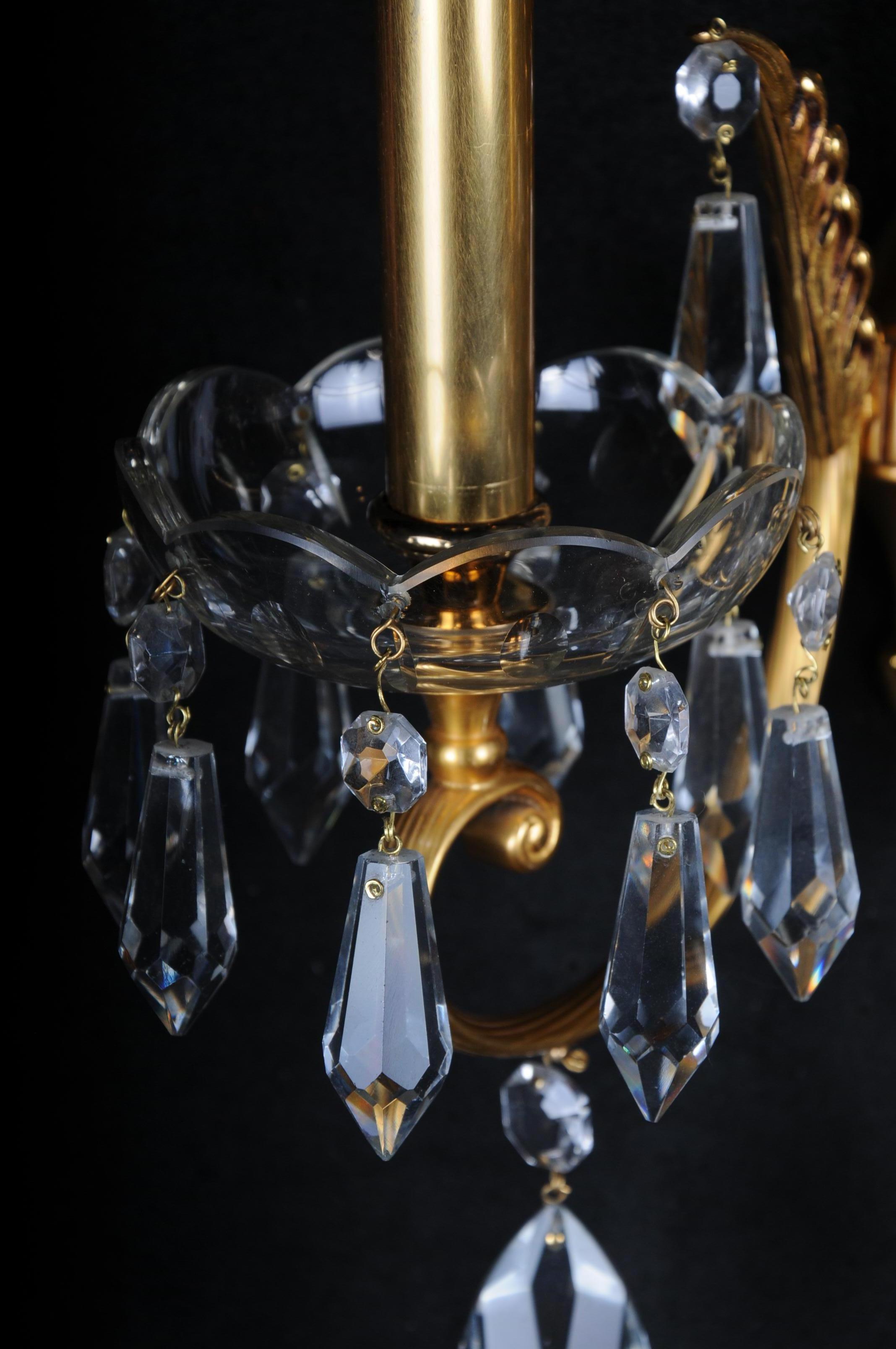 Pair '2' Gold-Plated Sconces / Wall Lamp, 20th Century For Sale 1