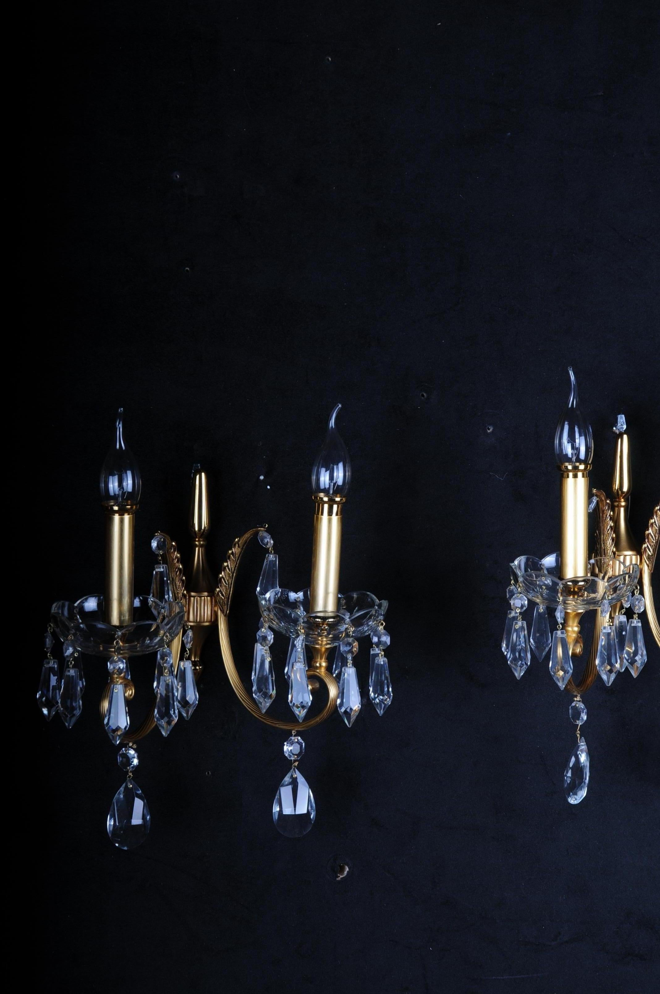 Pair '2' Gold-Plated Sconces / Wall Lamp, 20th Century For Sale 3