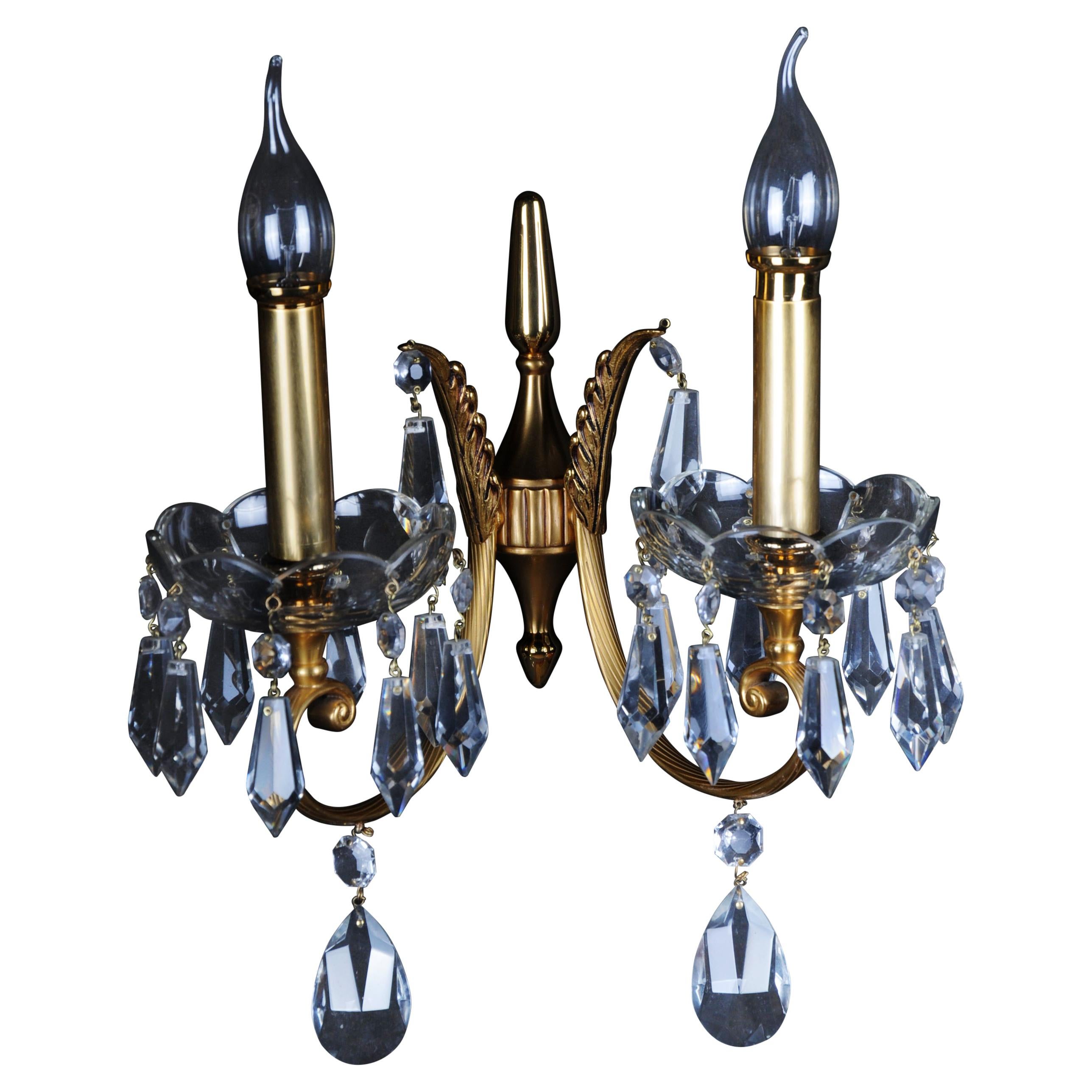 Pair '2' Gold-Plated Sconces / Wall Lamp, 20th Century For Sale