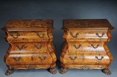 Pair (2) inlaid Italian Baroque chests of drawers/nightstands
