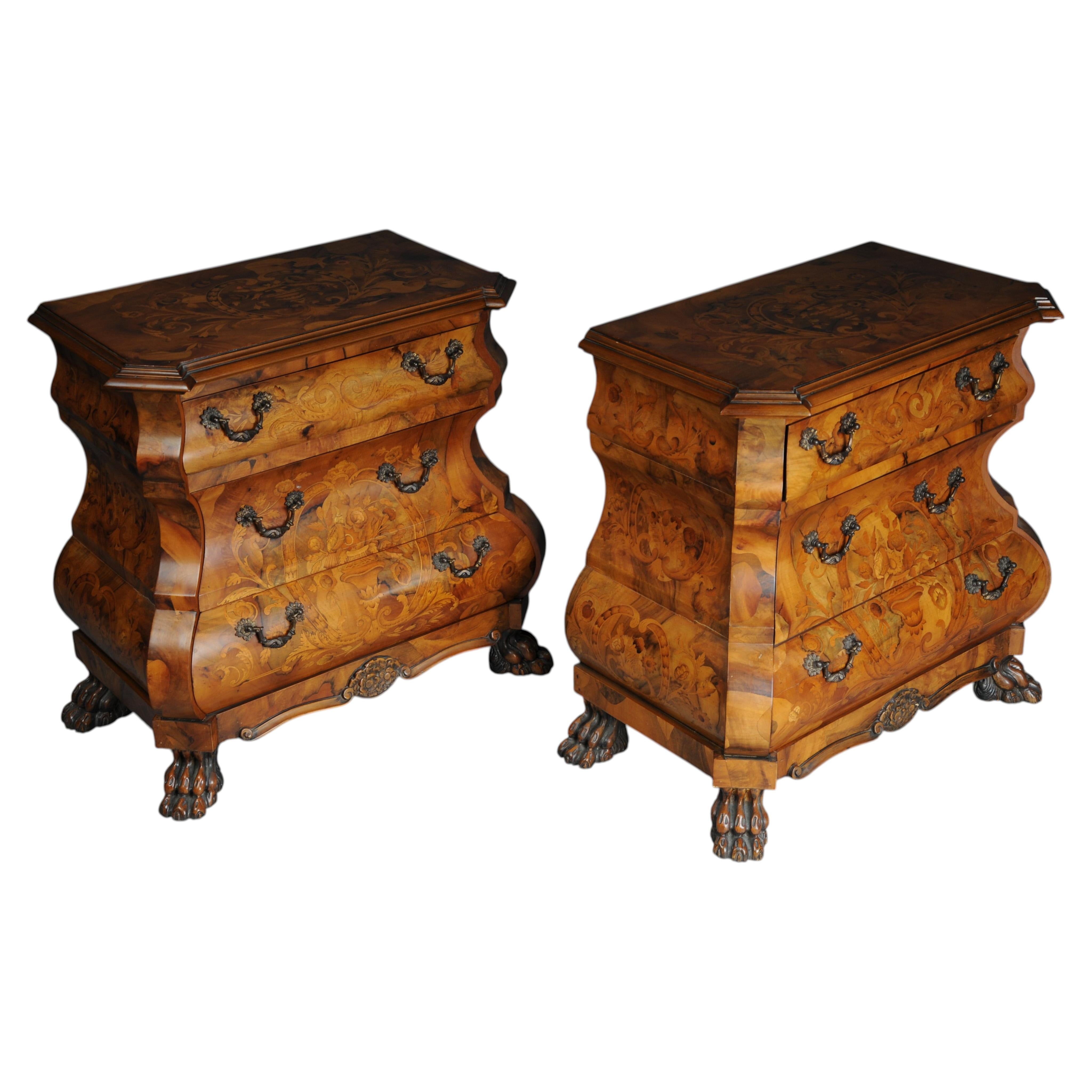 Pair (2) inlaid Italian Baroque chests of drawers/nightstands