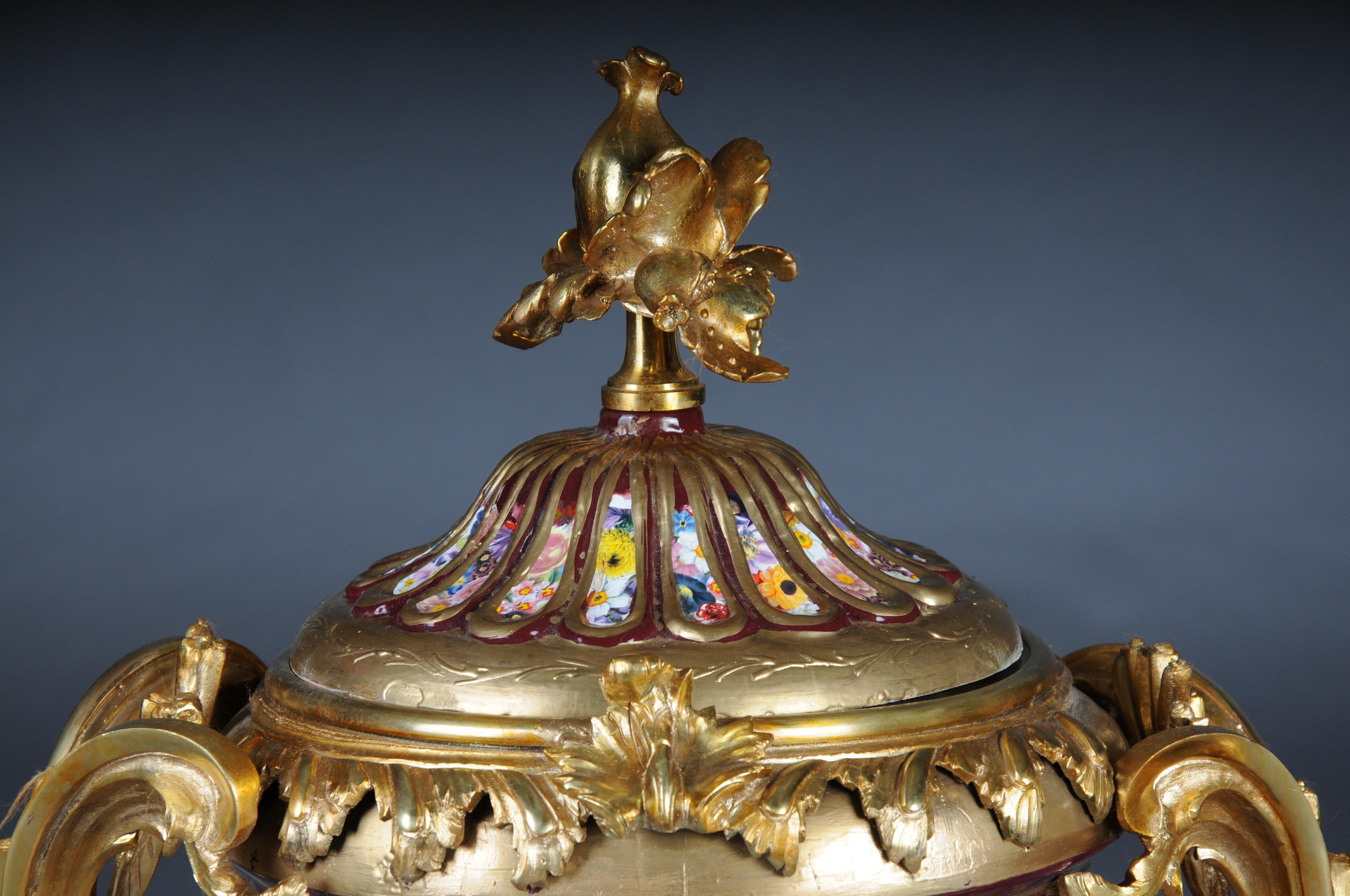 French Pair (2) Magnificent and Decorative Gold Lidded Vases For Sale