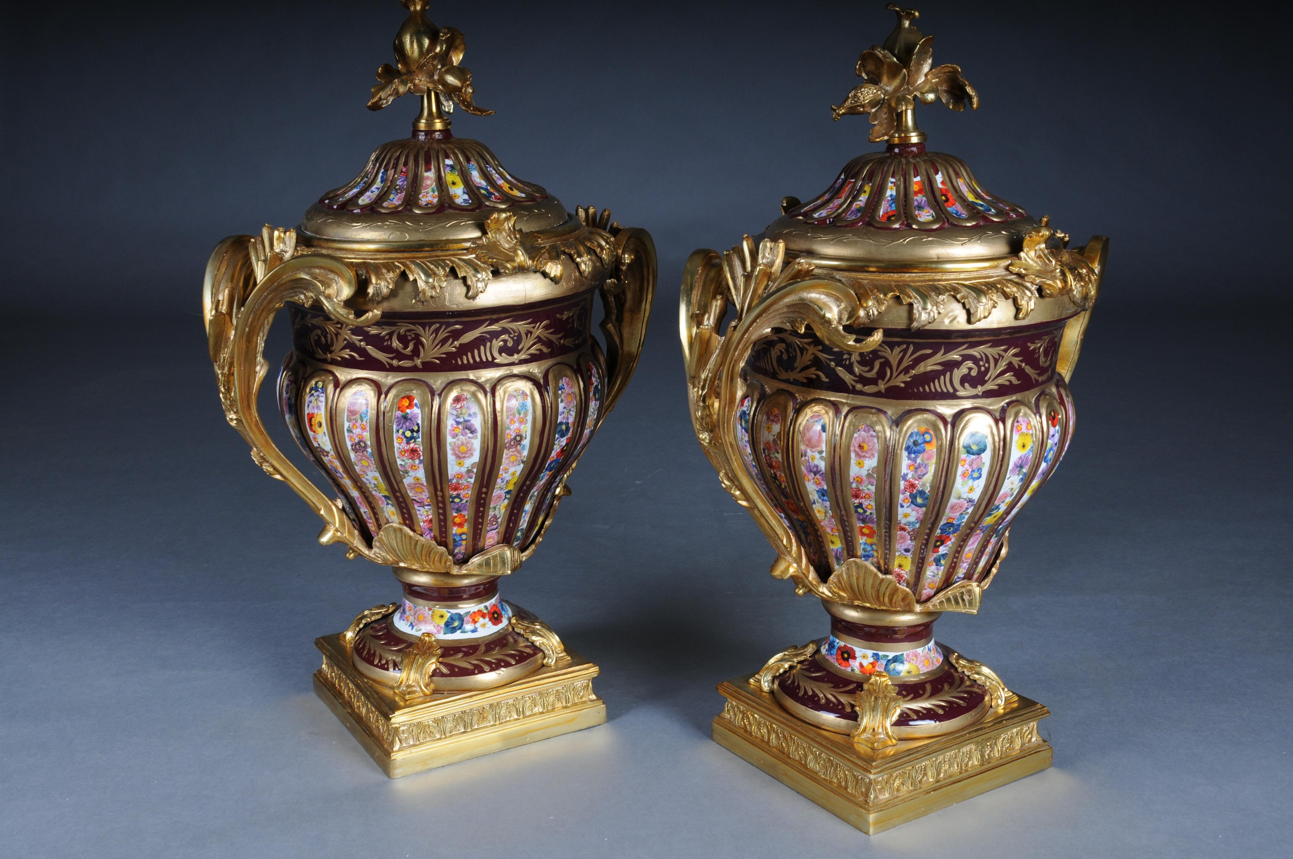 Pair (2) Magnificent and Decorative Gold Lidded Vases For Sale 2