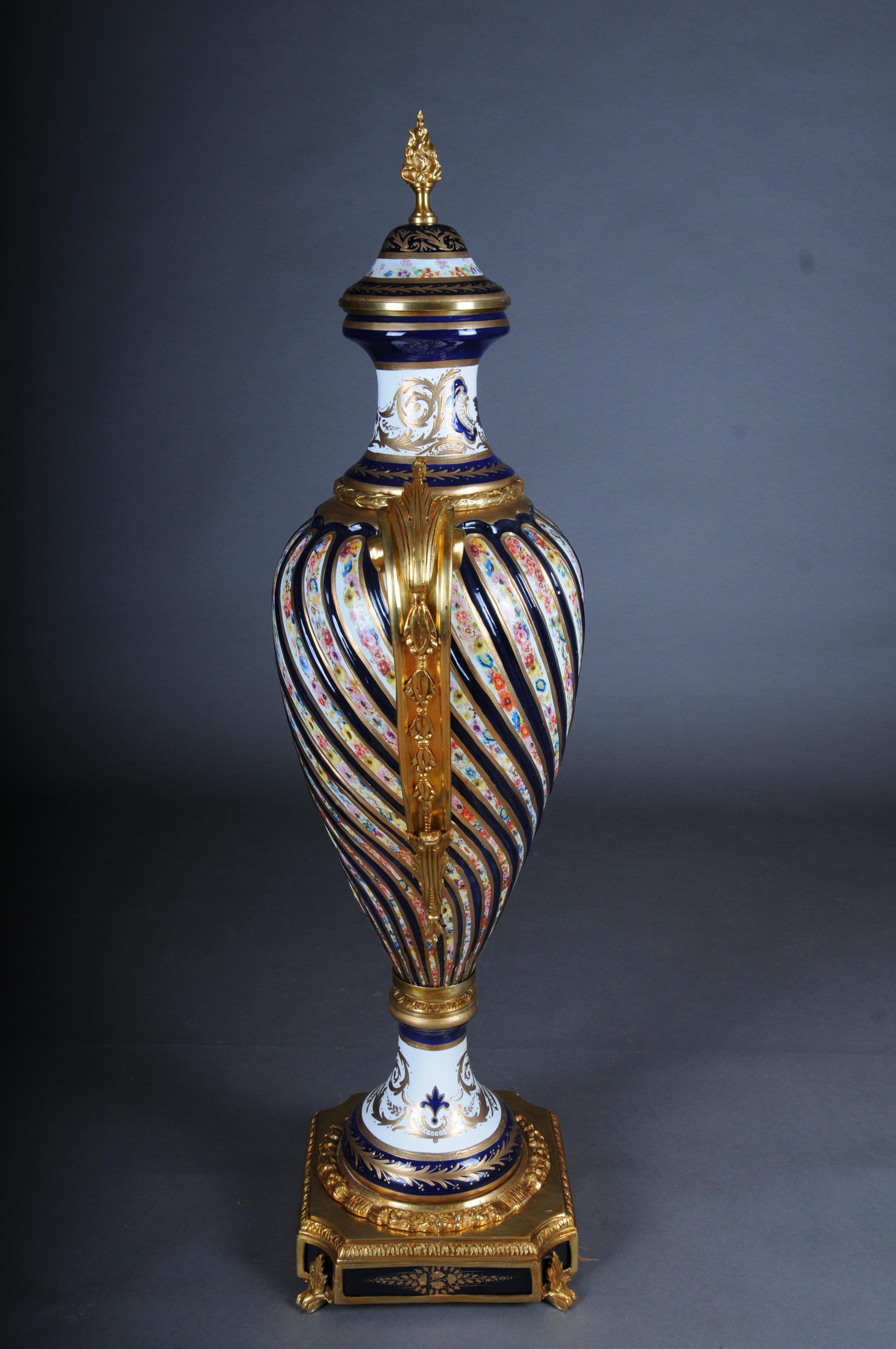Pair (2) Magnificent French Sevrés floor vases with gilt bronze. For Sale 6