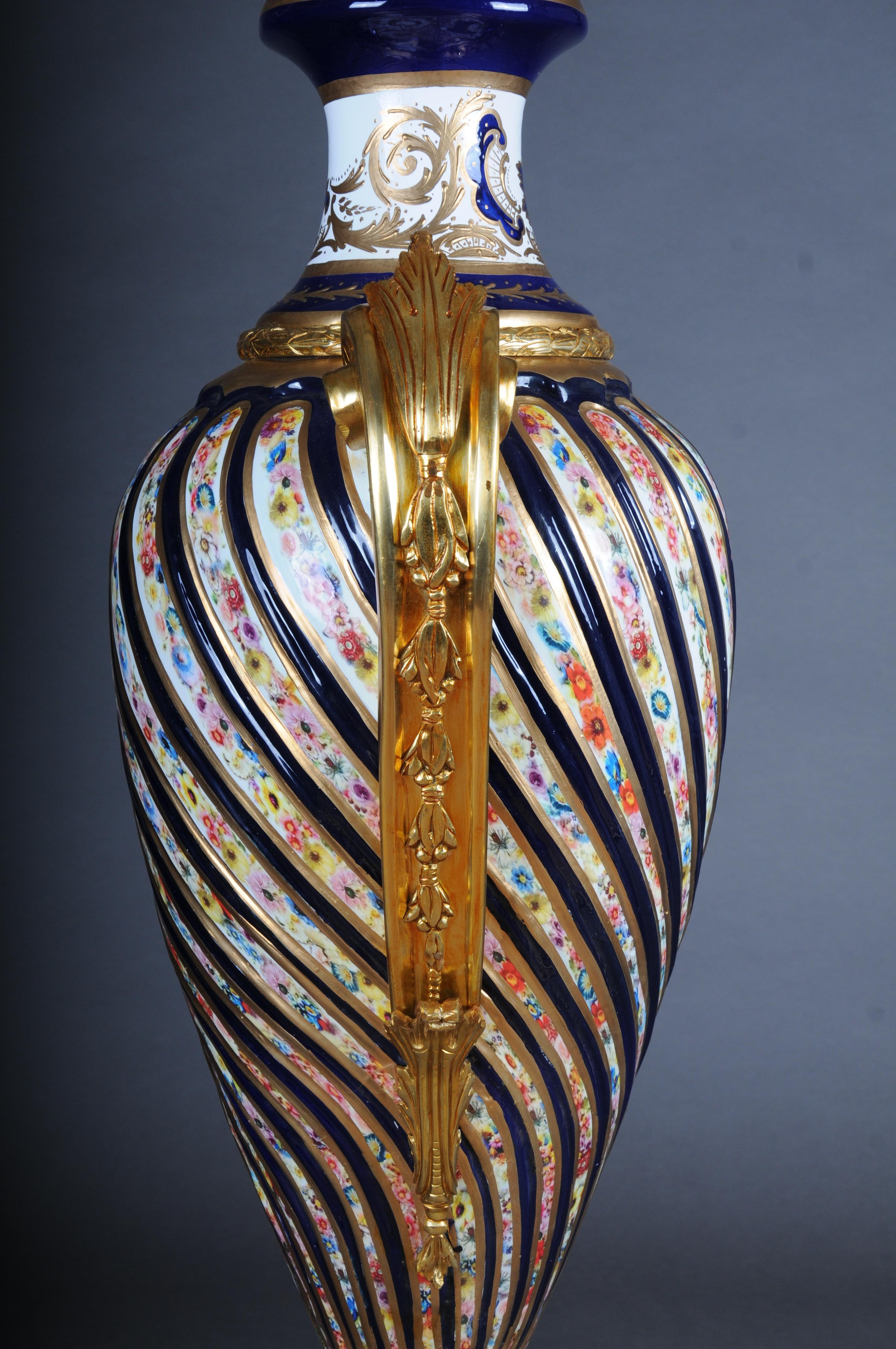 Pair (2) Magnificent French Sevrés floor vases with gilt bronze. For Sale 7