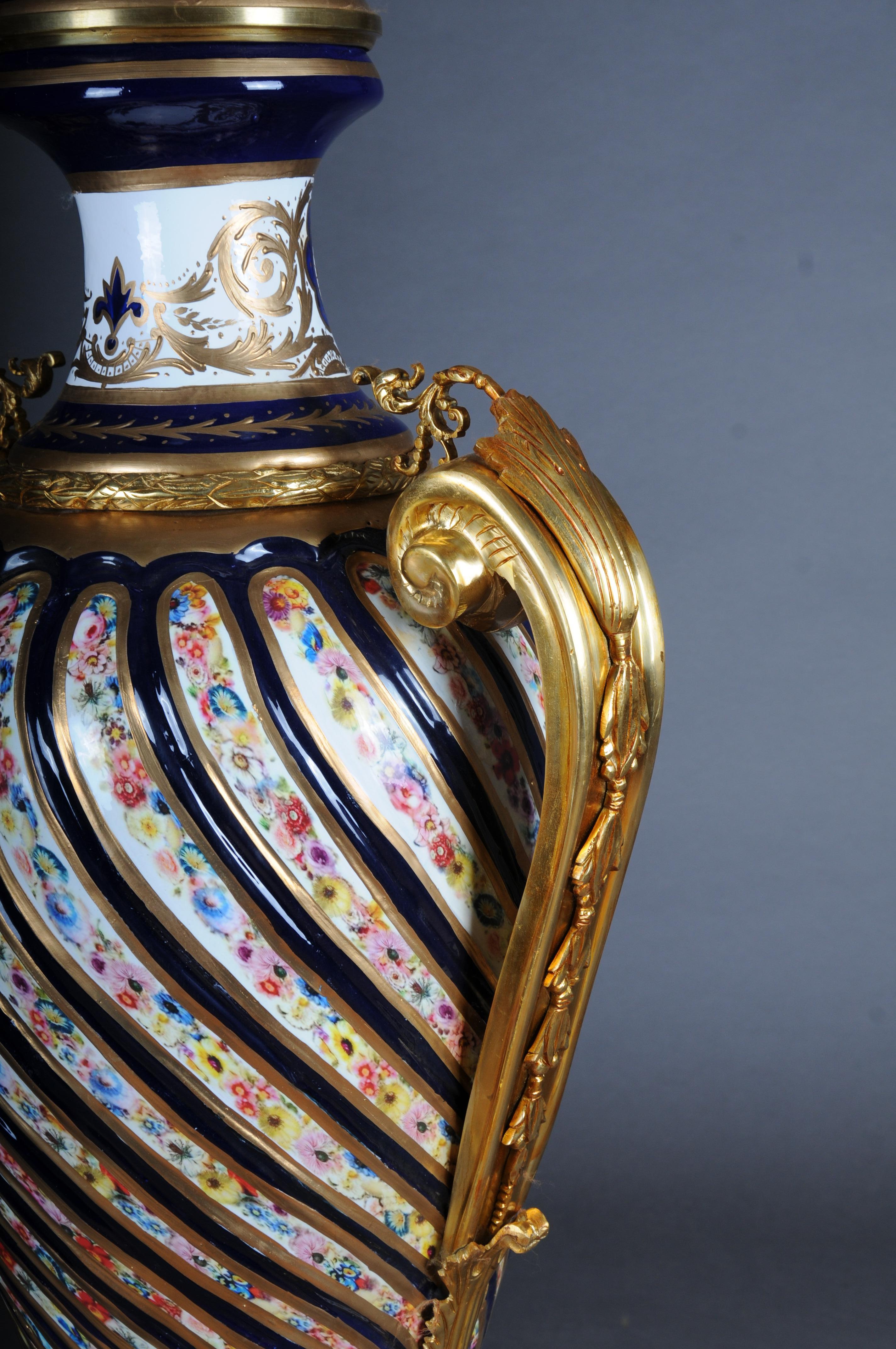 Pair (2) Magnificent French Sevrés floor vases with gilt bronze. For Sale 8