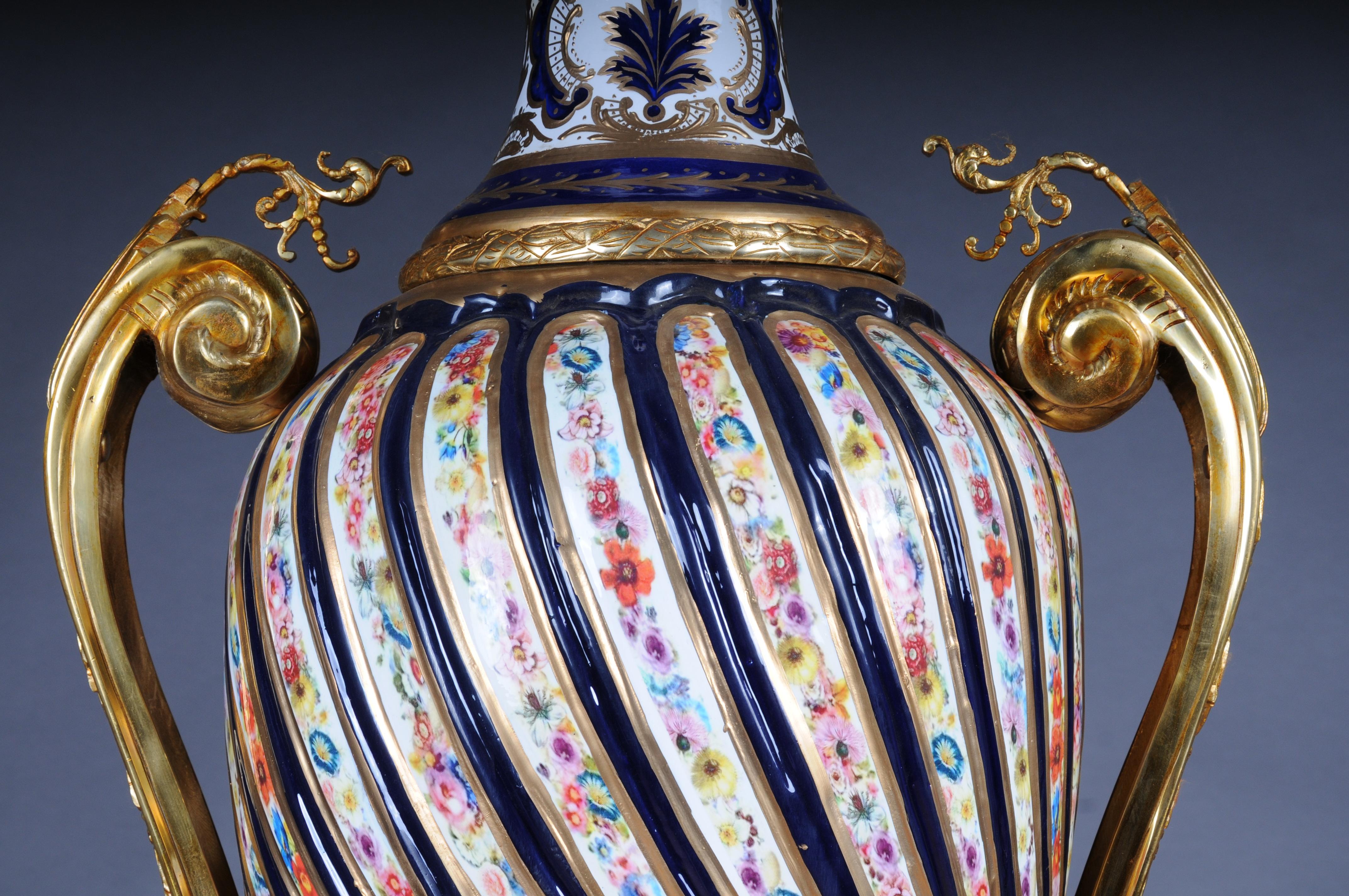 Pair (2) Magnificent French Sevrés floor vases with gilt bronze. For Sale 2