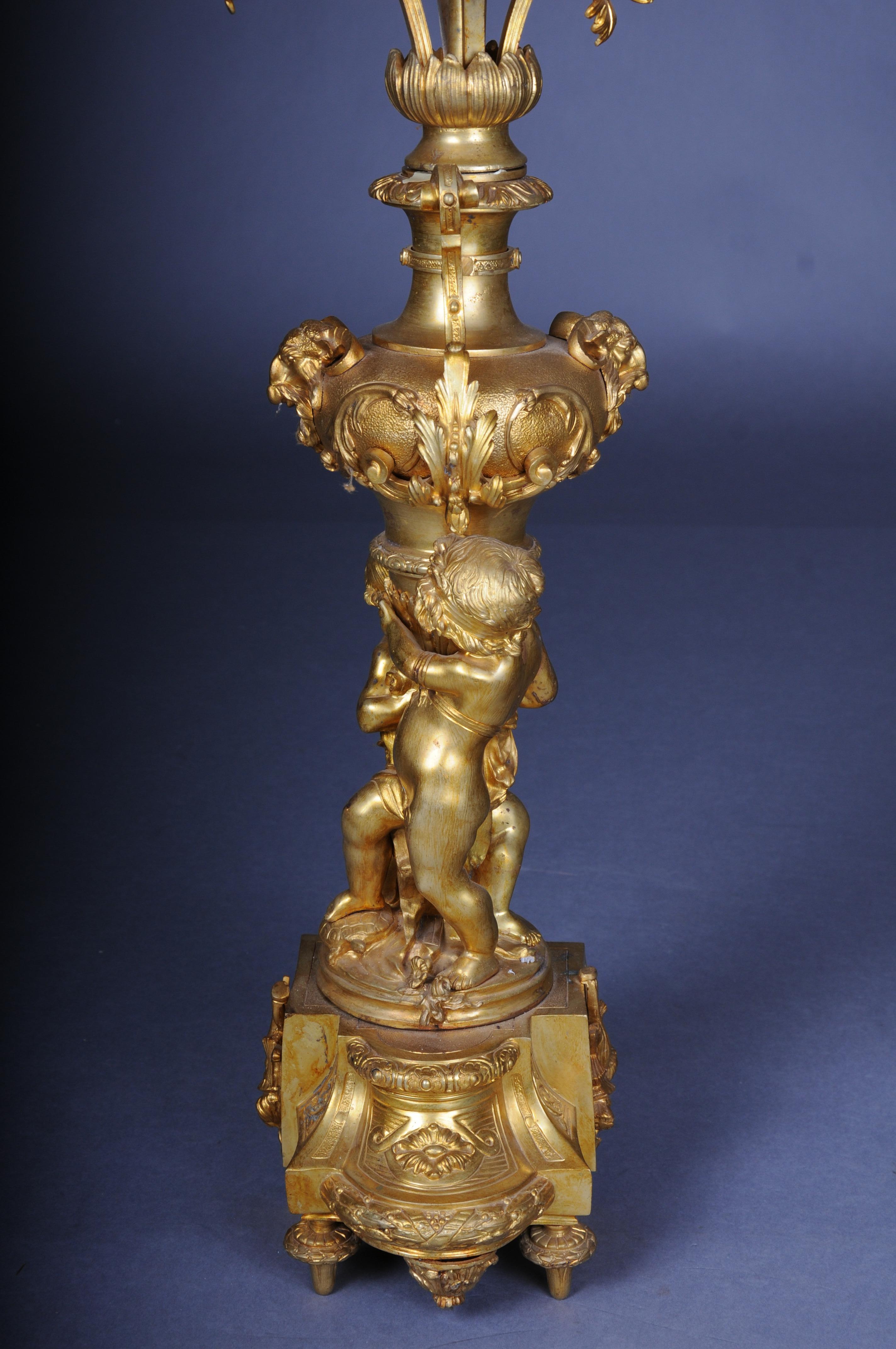 Pair (2) monumental royal candlesticks, gilded bronze, Louis XVI For Sale 3
