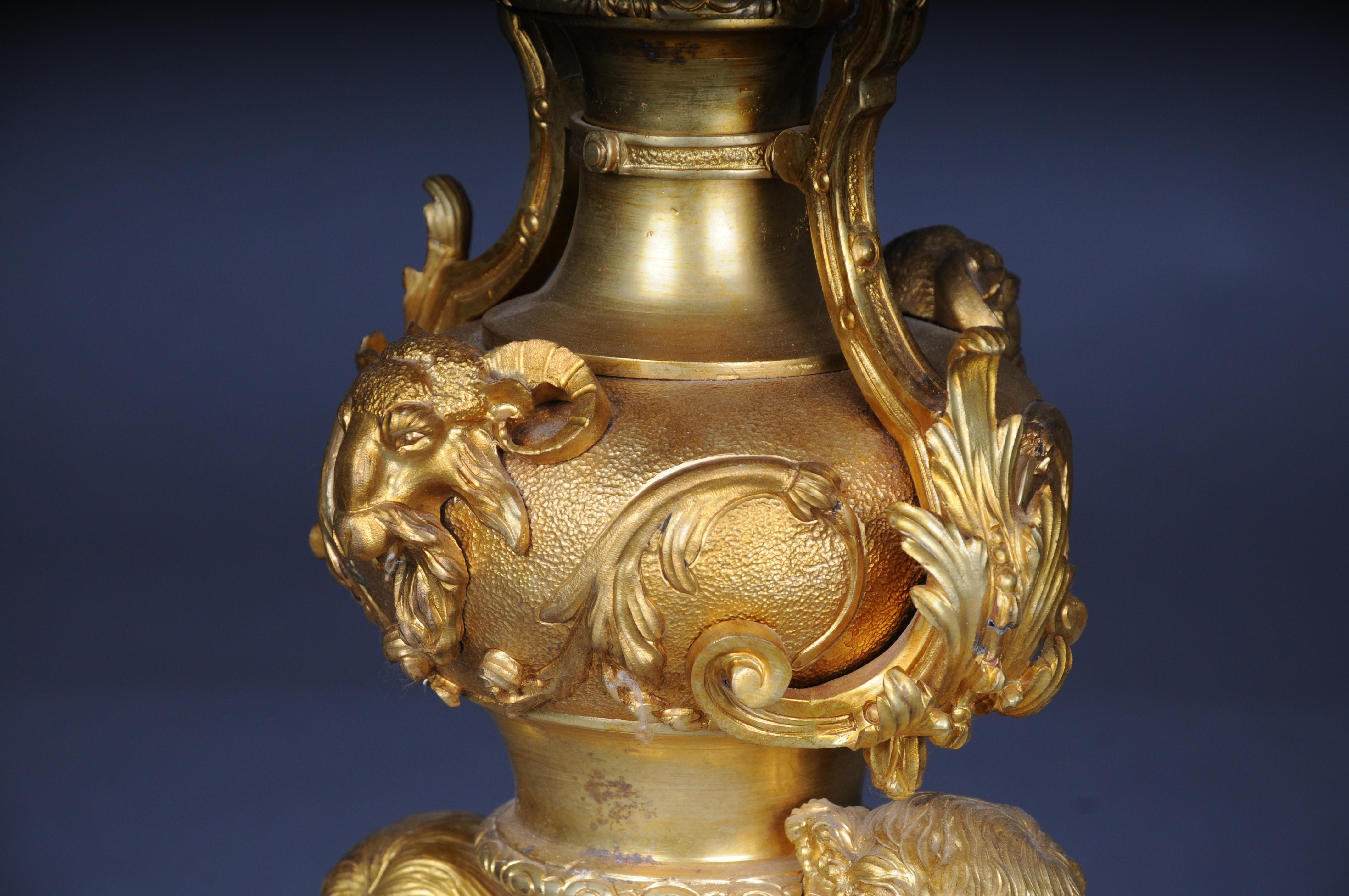 Pair (2) monumental royal candlesticks, gilded bronze, Louis XVI For Sale 5