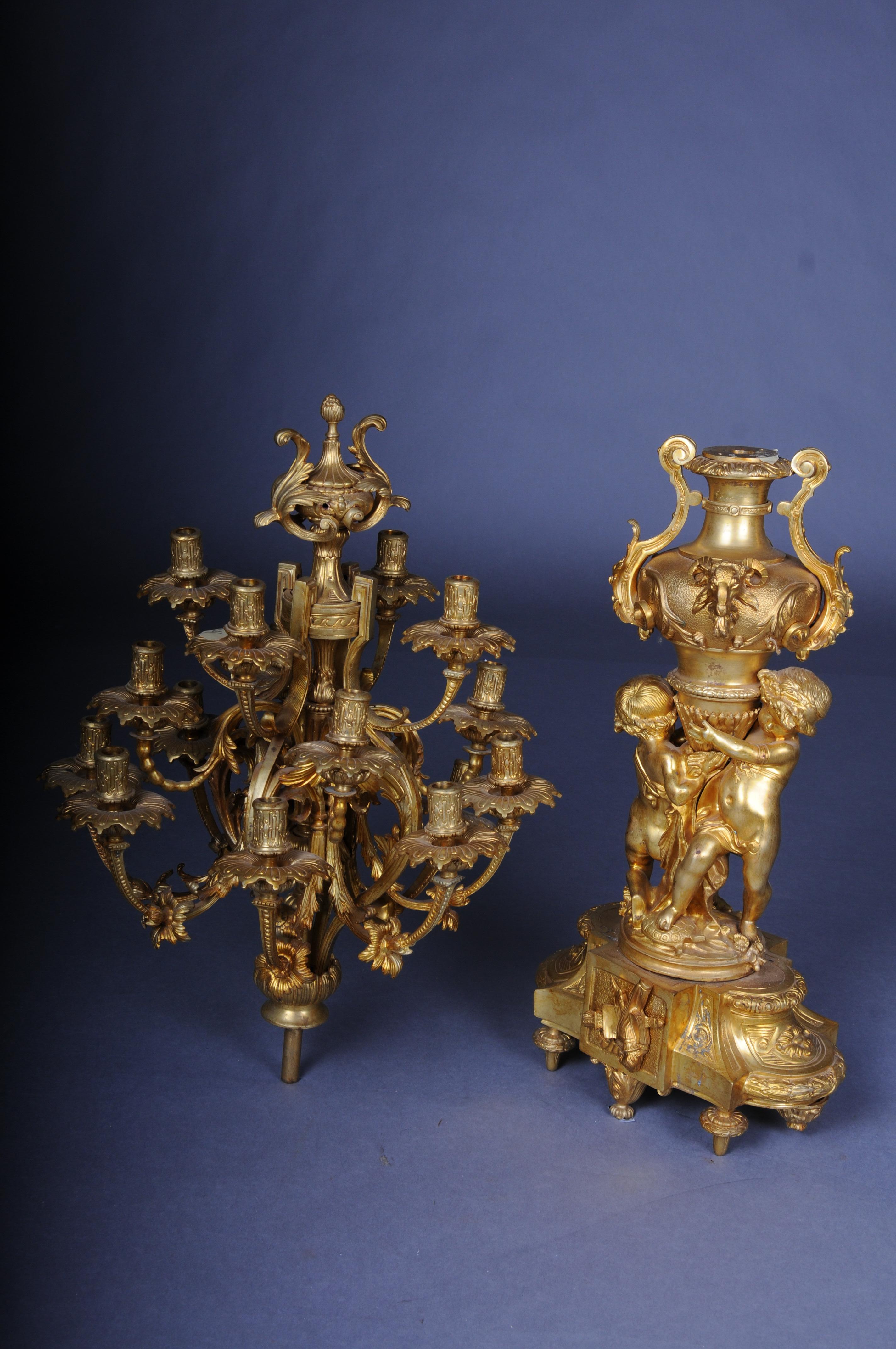 Pair (2) monumental royal candlesticks, gilded bronze, Louis XVI For Sale 7