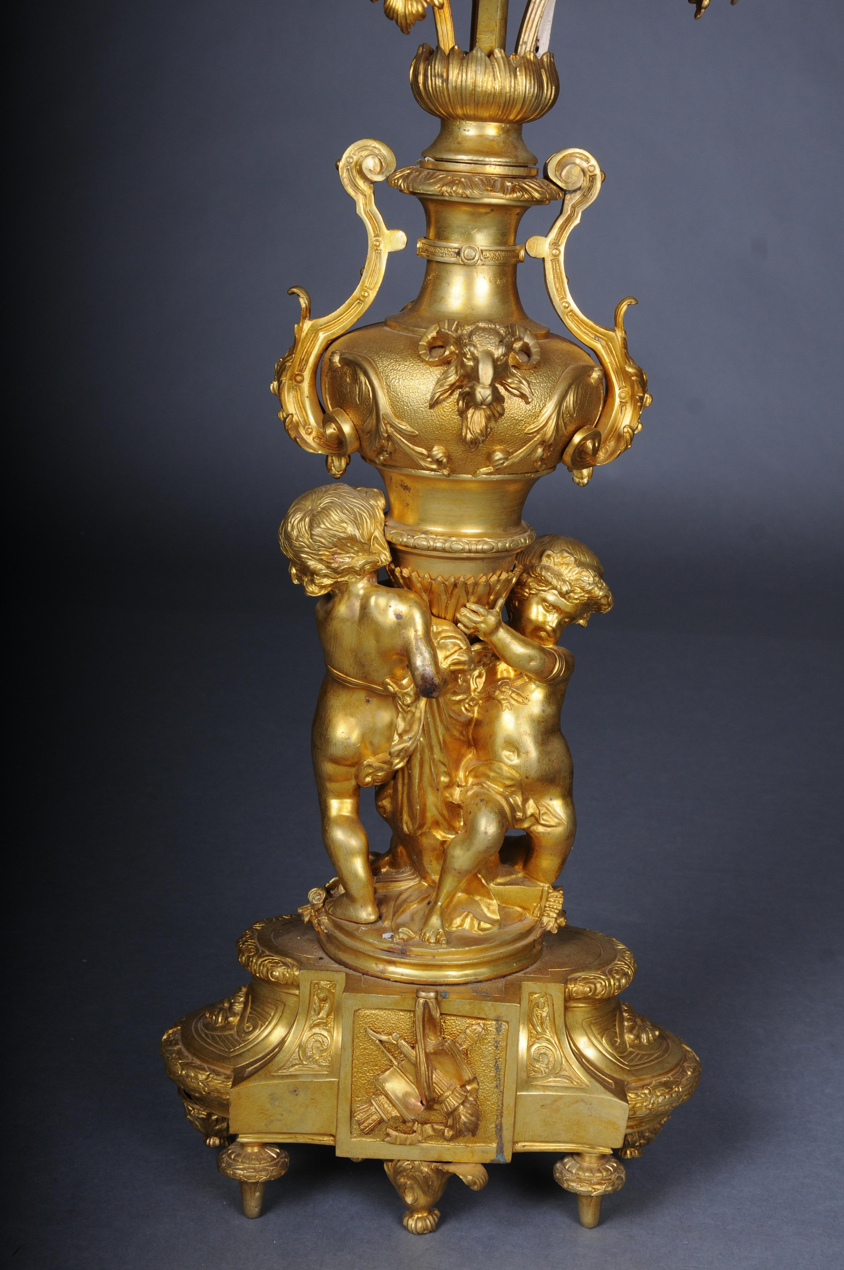 French Pair (2) monumental royal candlesticks, gilded bronze, Louis XVI For Sale