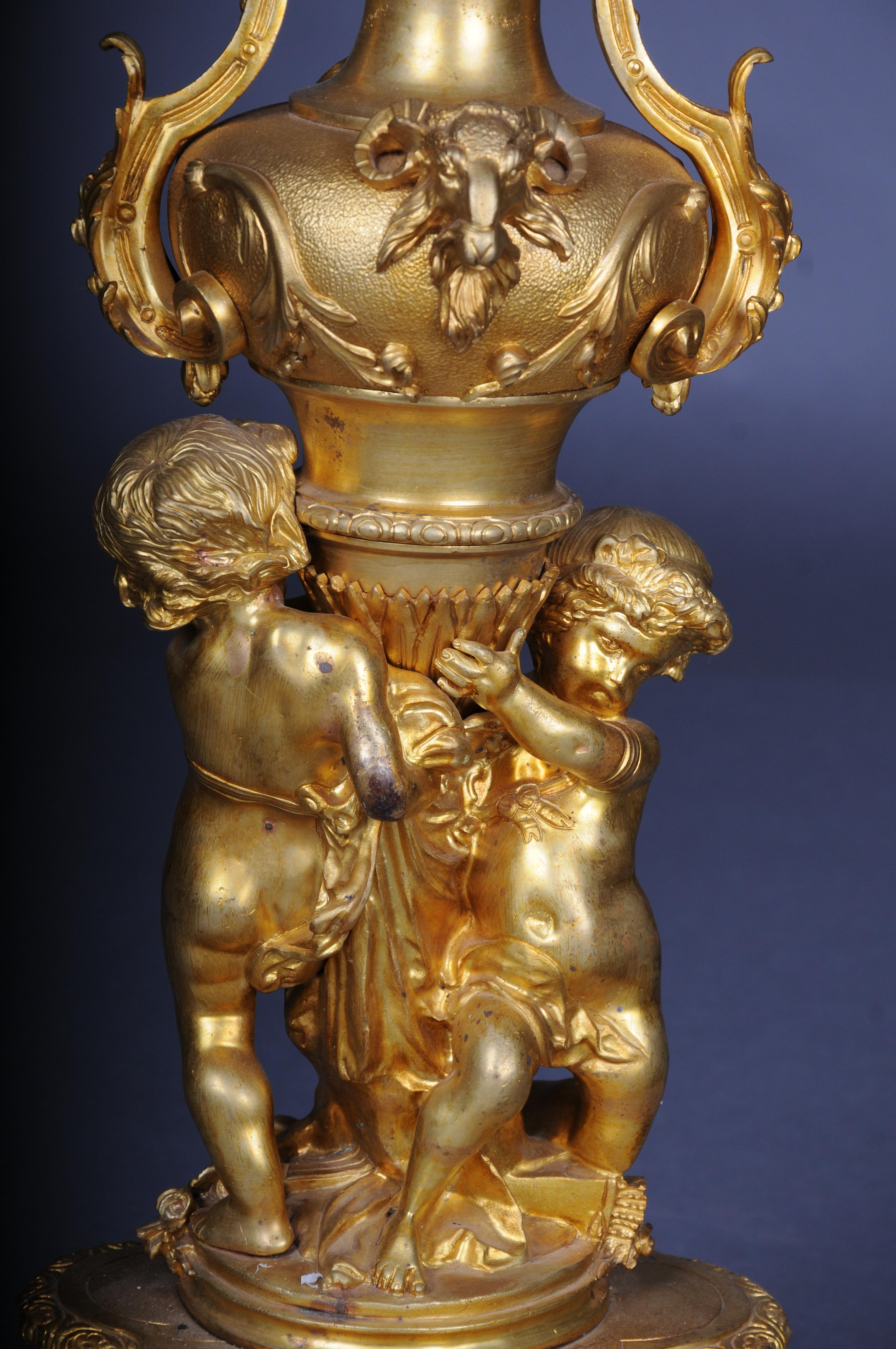 Gilt Pair (2) monumental royal candlesticks, gilded bronze, Louis XVI For Sale