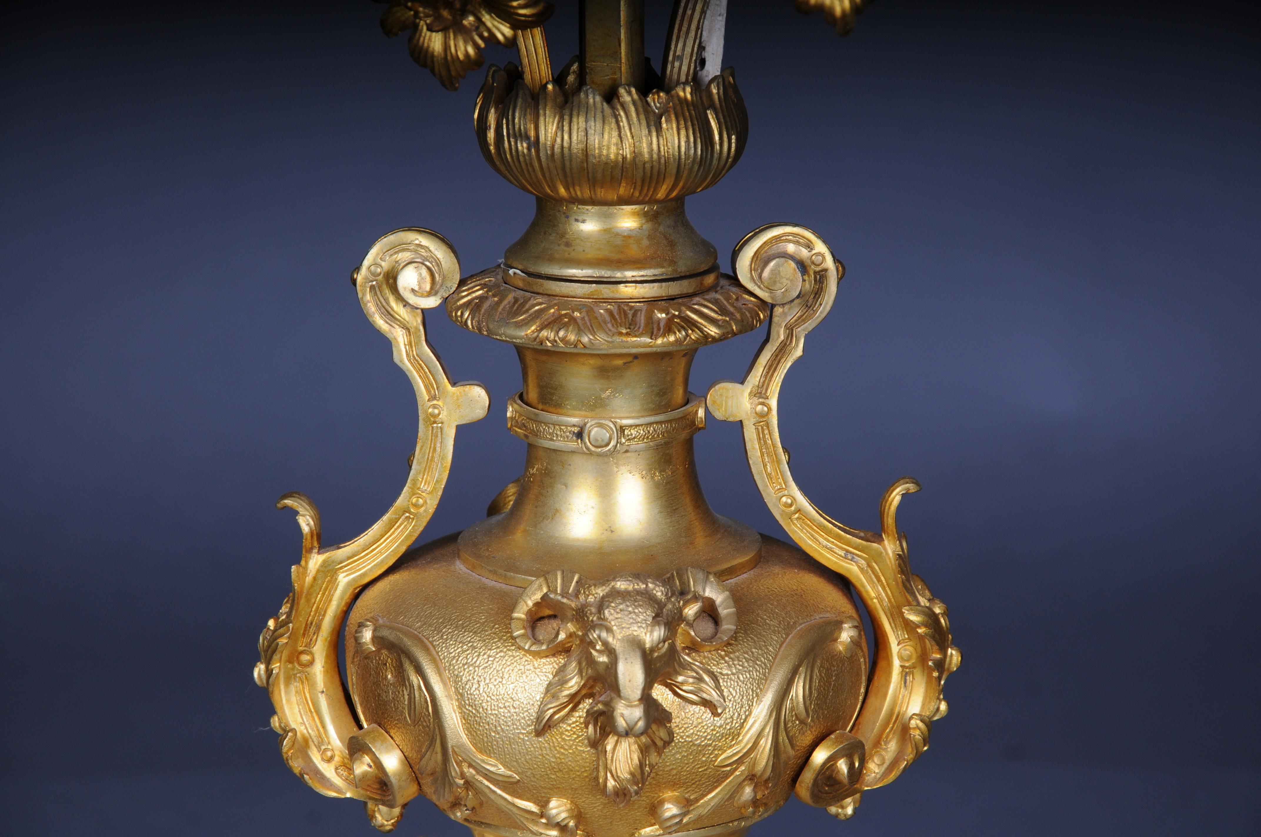Brass Pair (2) monumental royal candlesticks, gilded bronze, Louis XVI For Sale