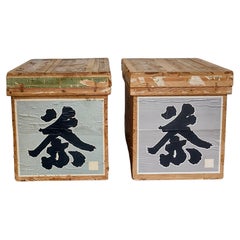 Pair '2' of Vintage Japanese Cedar Tea Crates