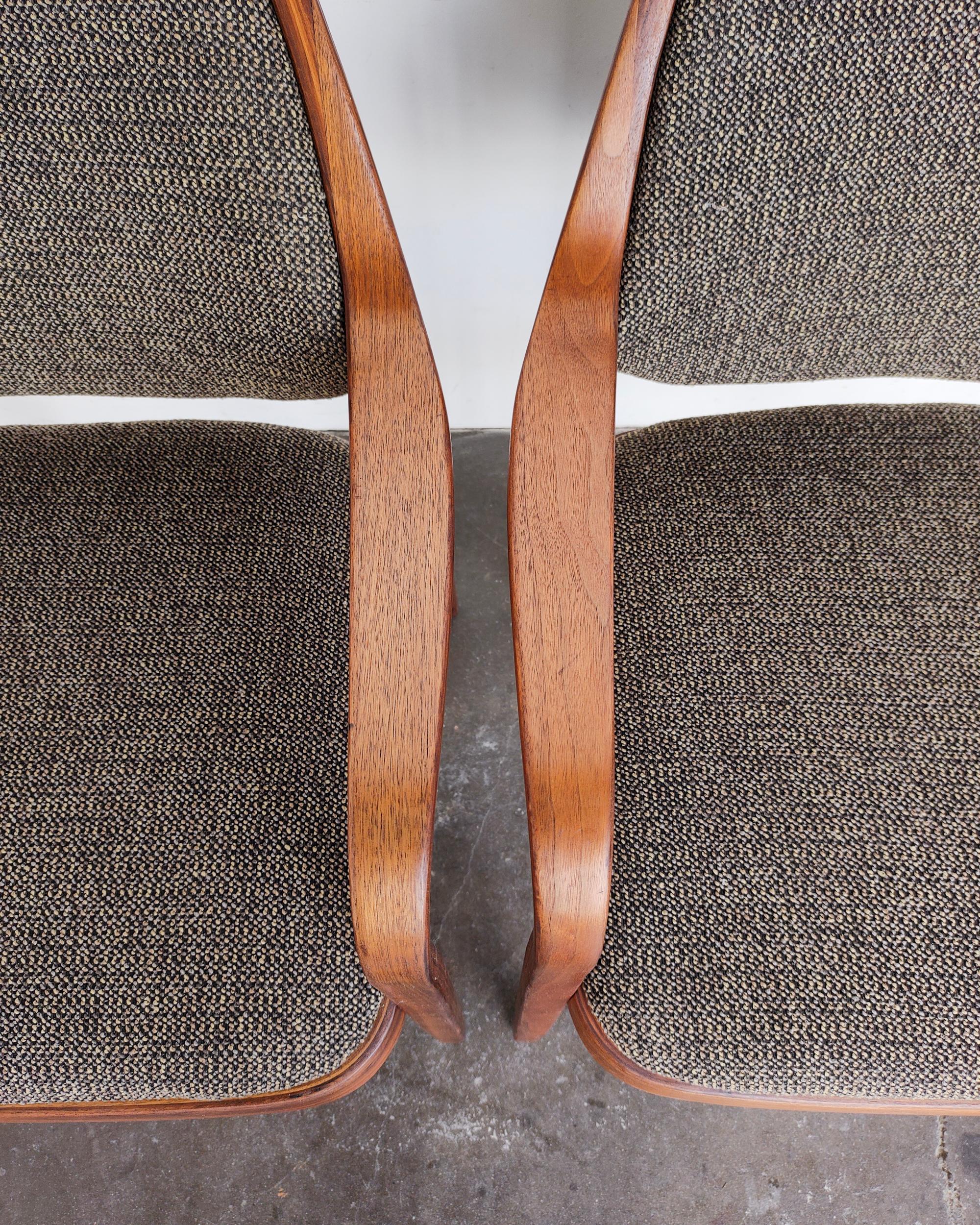 Pair (2) of Bentwood Walnut 1105 Arm Chairs by Don Pettit for Knoll 3