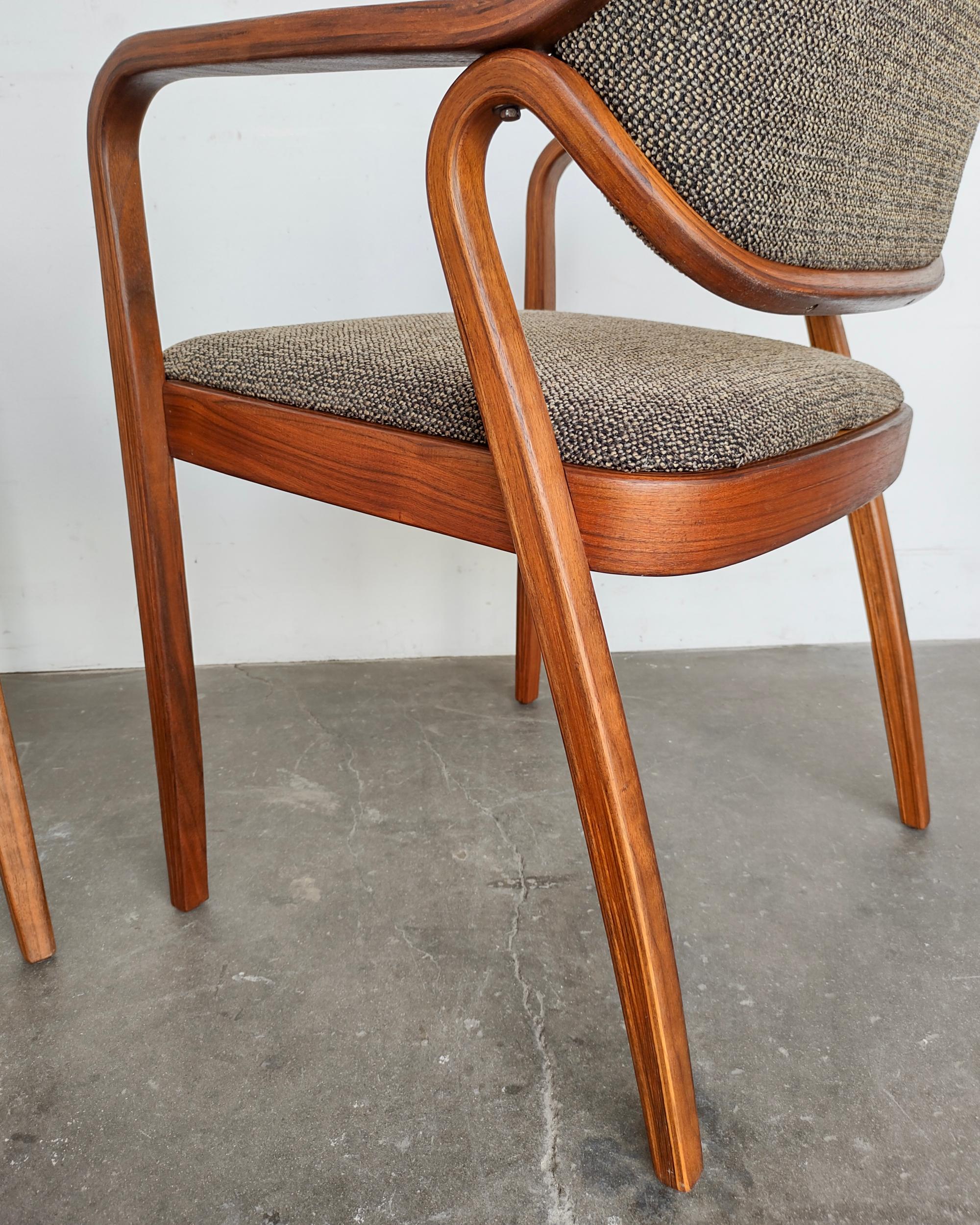 20th Century Pair (2) of Bentwood Walnut 1105 Arm Chairs by Don Pettit for Knoll