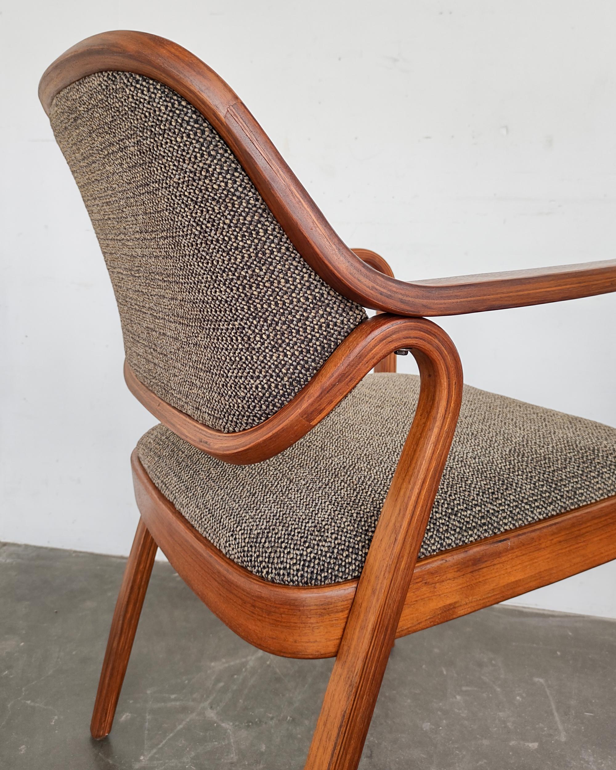 Pair (2) of Bentwood Walnut 1105 Arm Chairs by Don Pettit for Knoll 1
