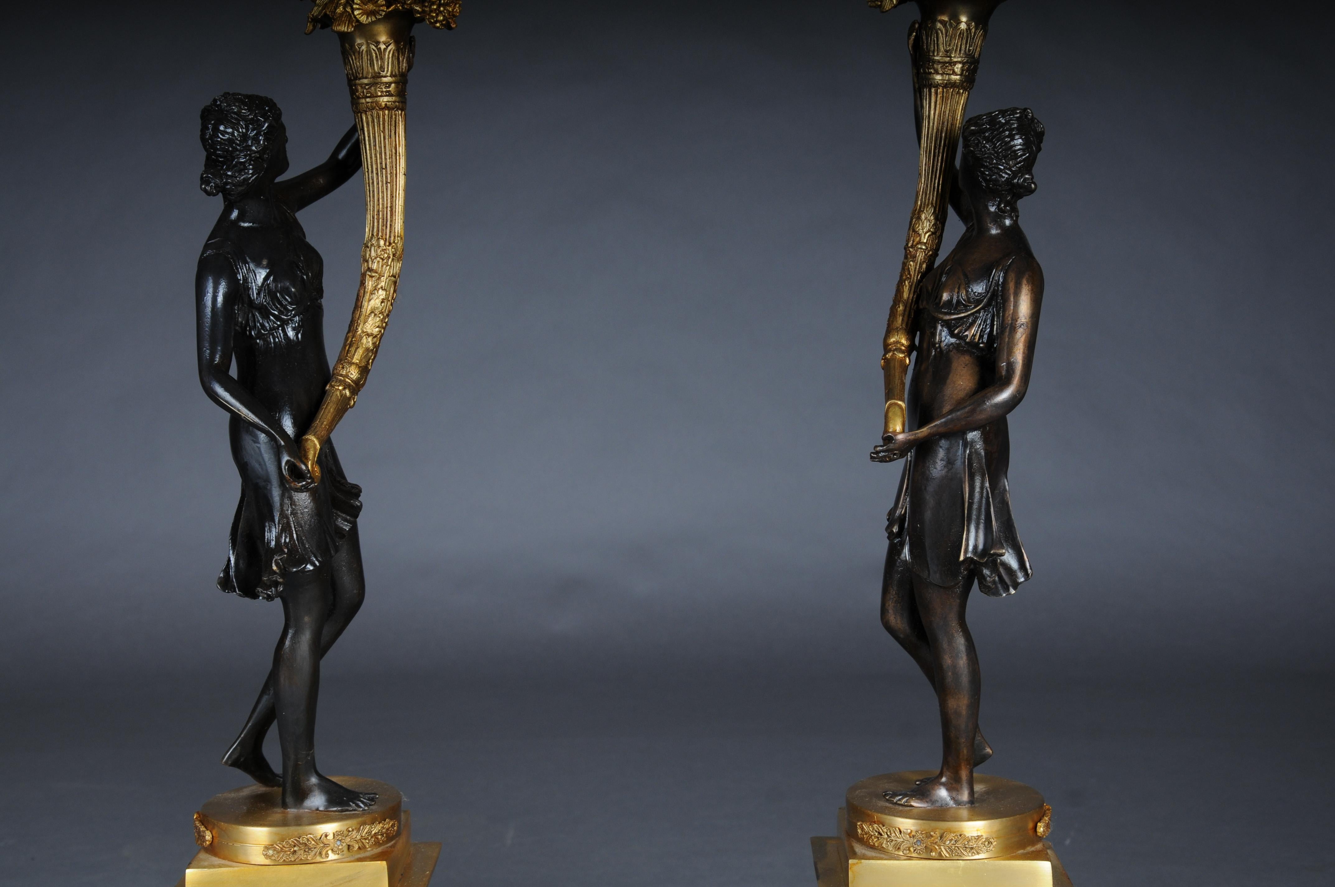 Pair (2) of magnificent French candelabra made of gilt brass bronze For Sale 7