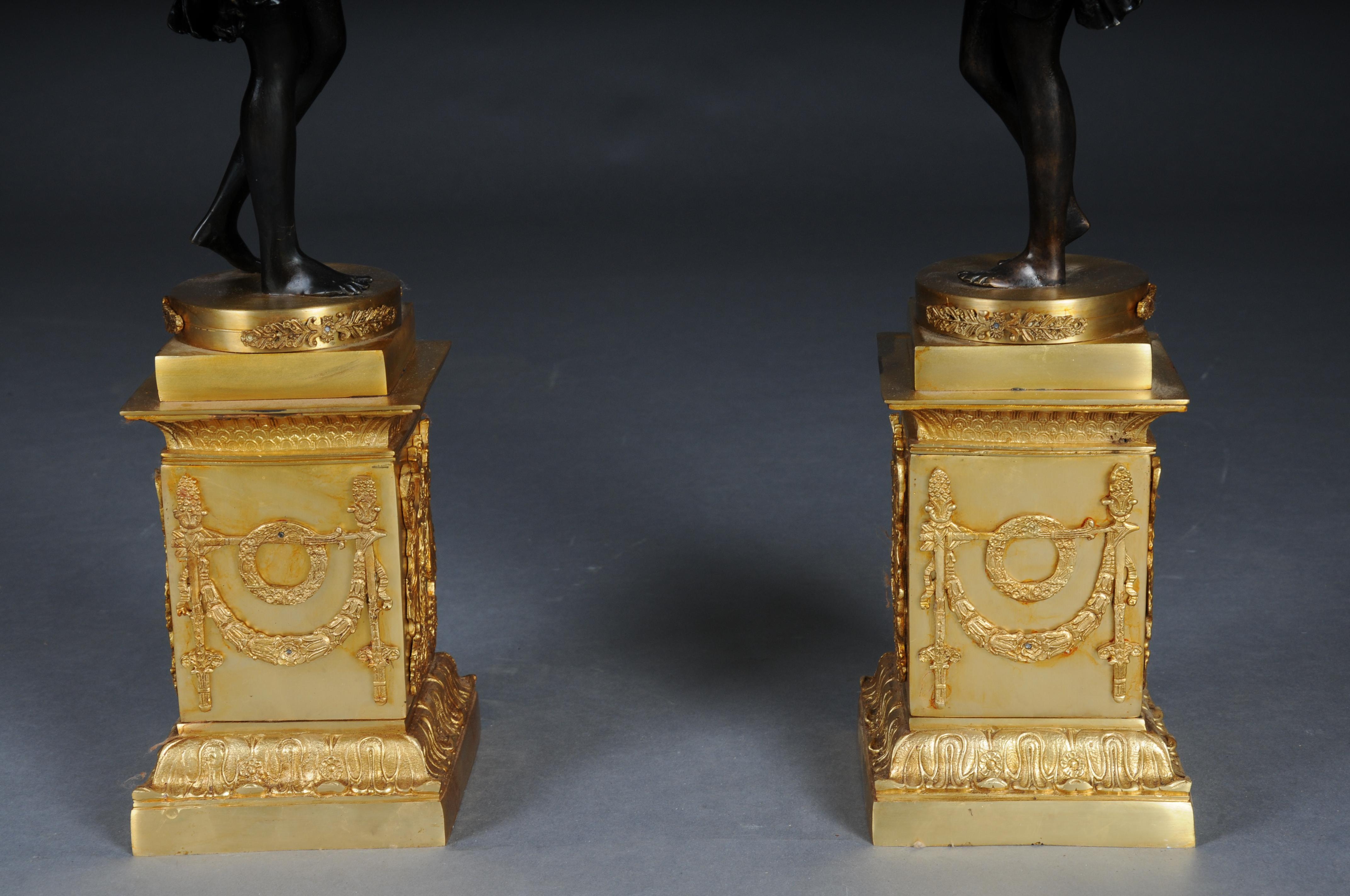 Pair (2) of magnificent French candelabra made of gilt brass bronze For Sale 9