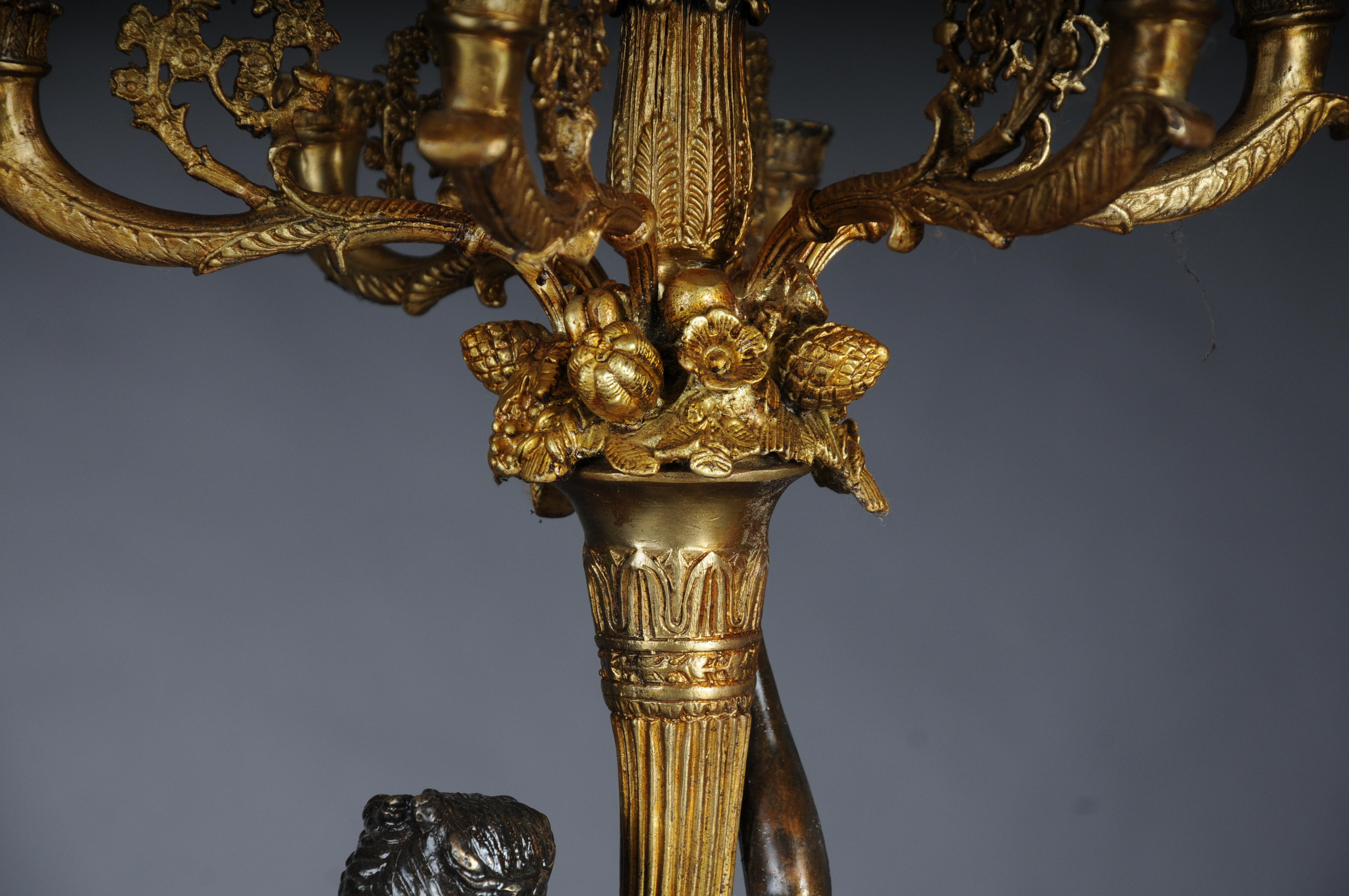 Pair (2) of magnificent French candelabra made of gilt brass bronze For Sale 10
