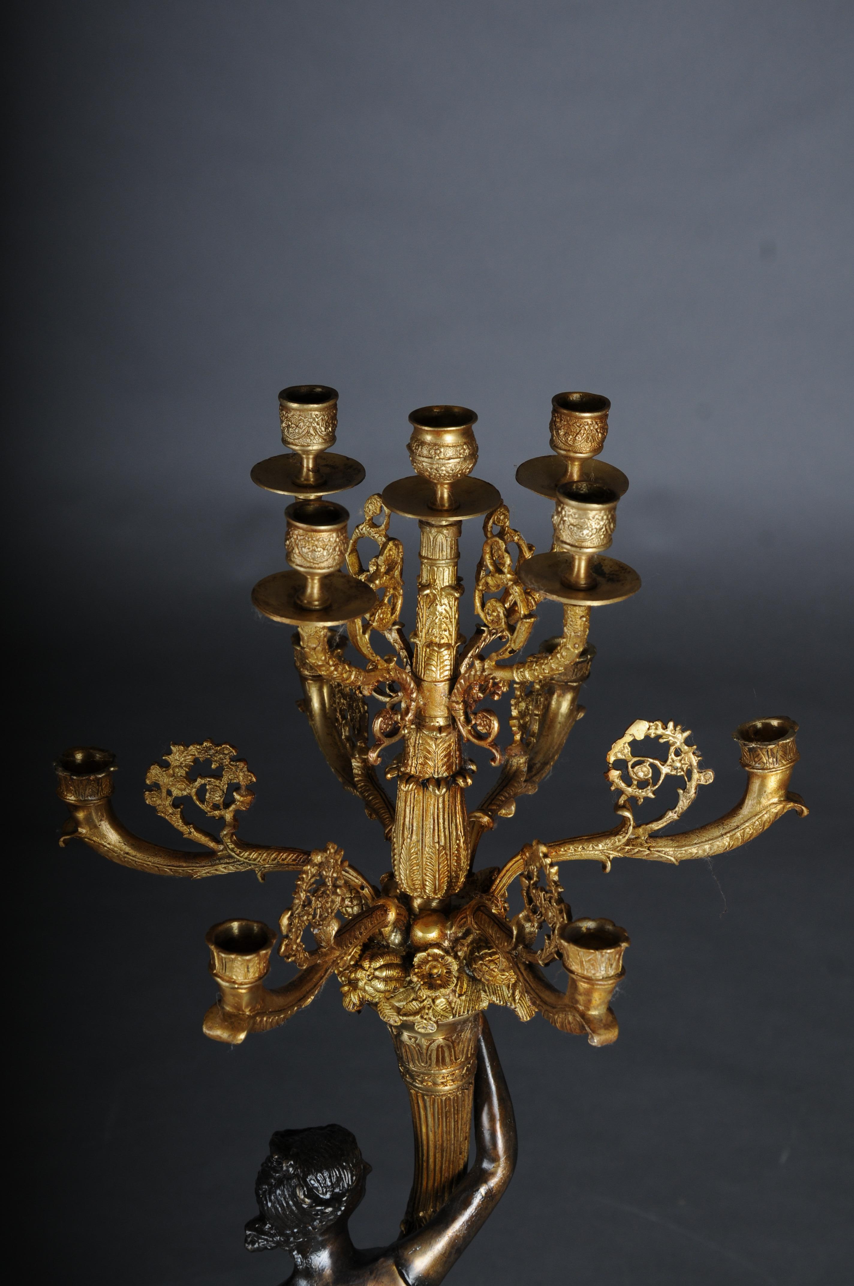 Pair (2) of magnificent French candelabra made of gilt brass bronze For Sale 11