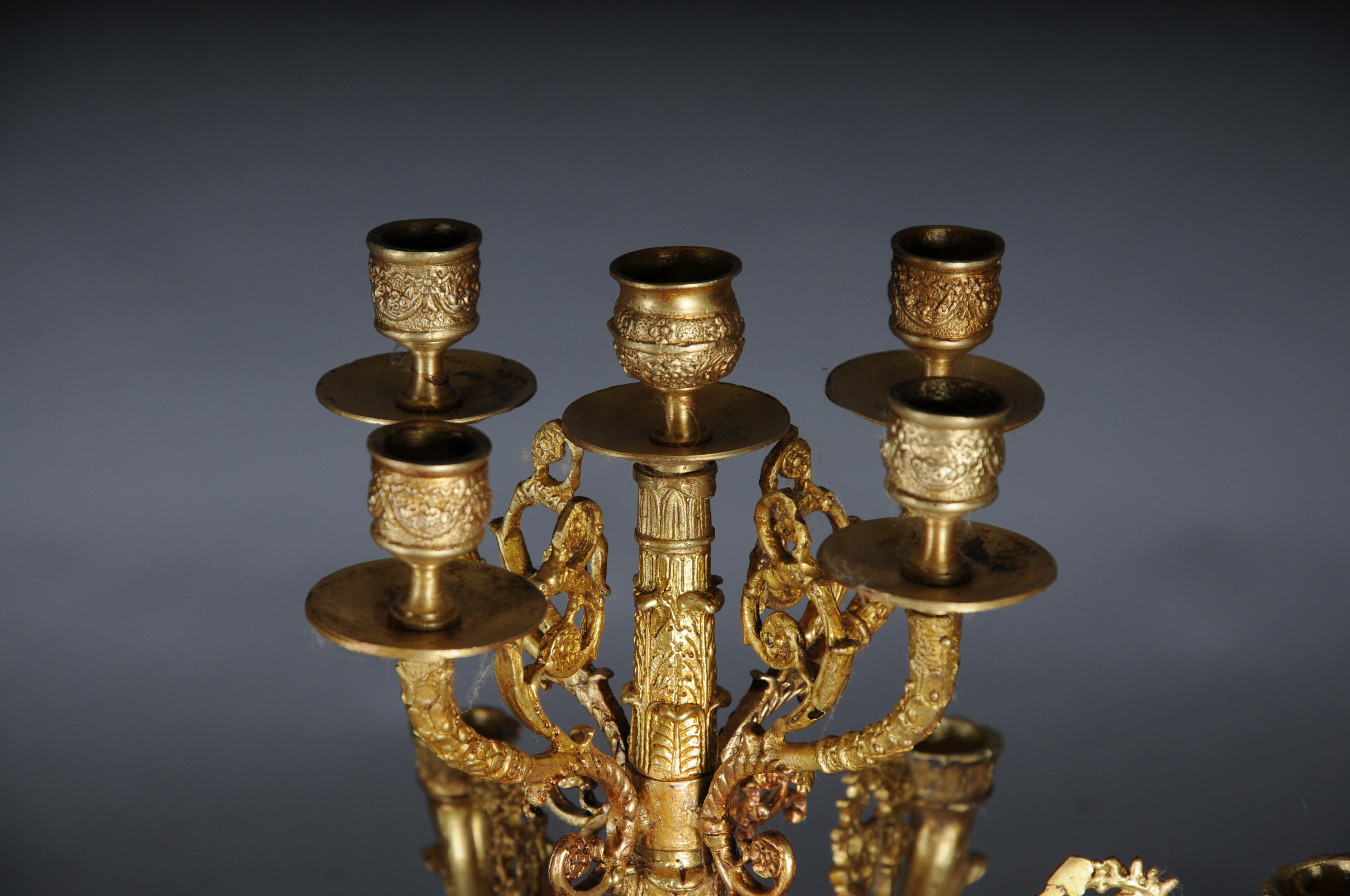 Pair (2) of magnificent French candelabra made of gilt brass bronze For Sale 12