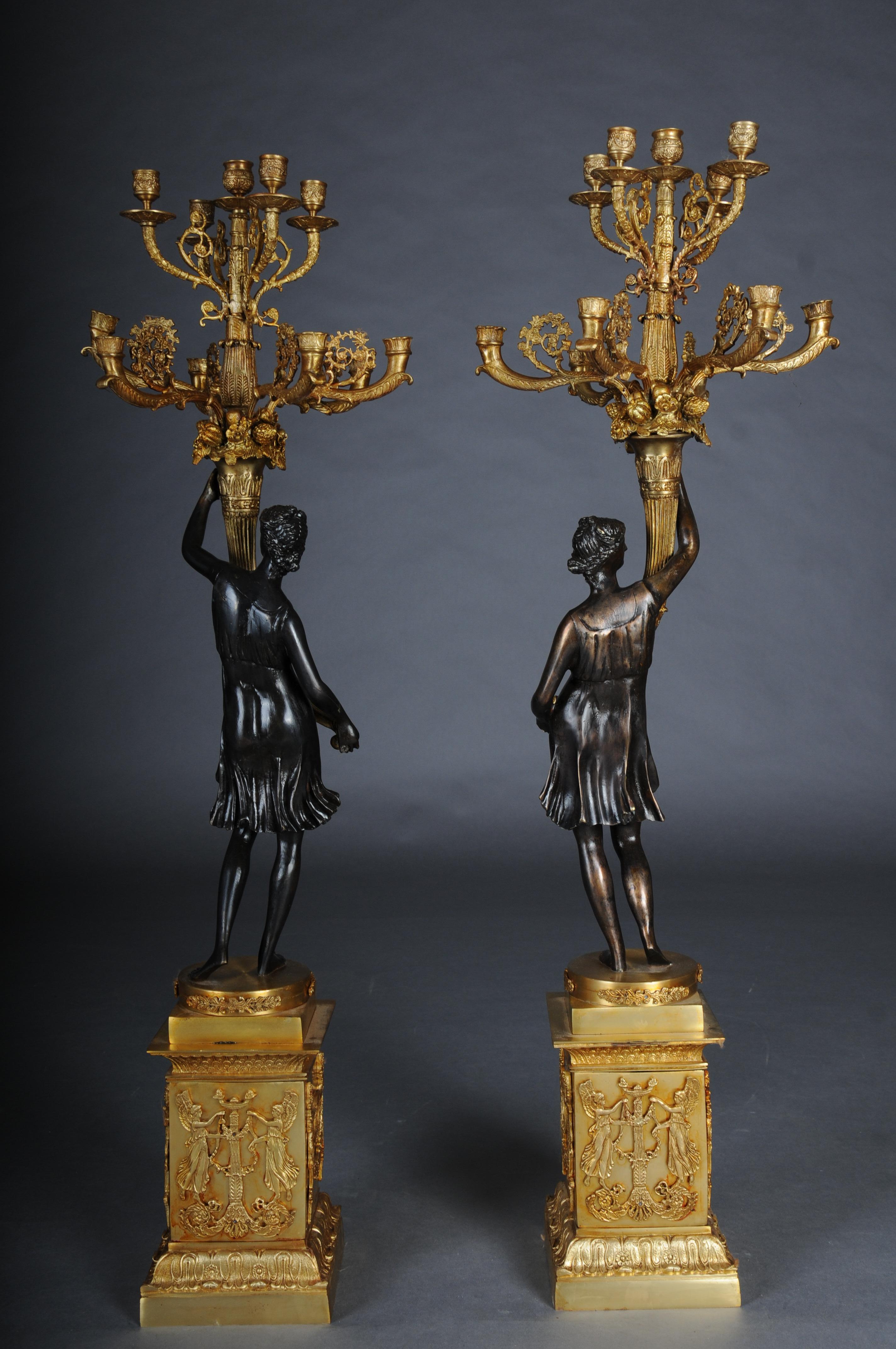 Pair (2) of magnificent French candelabra made of gilt brass bronze For Sale 14
