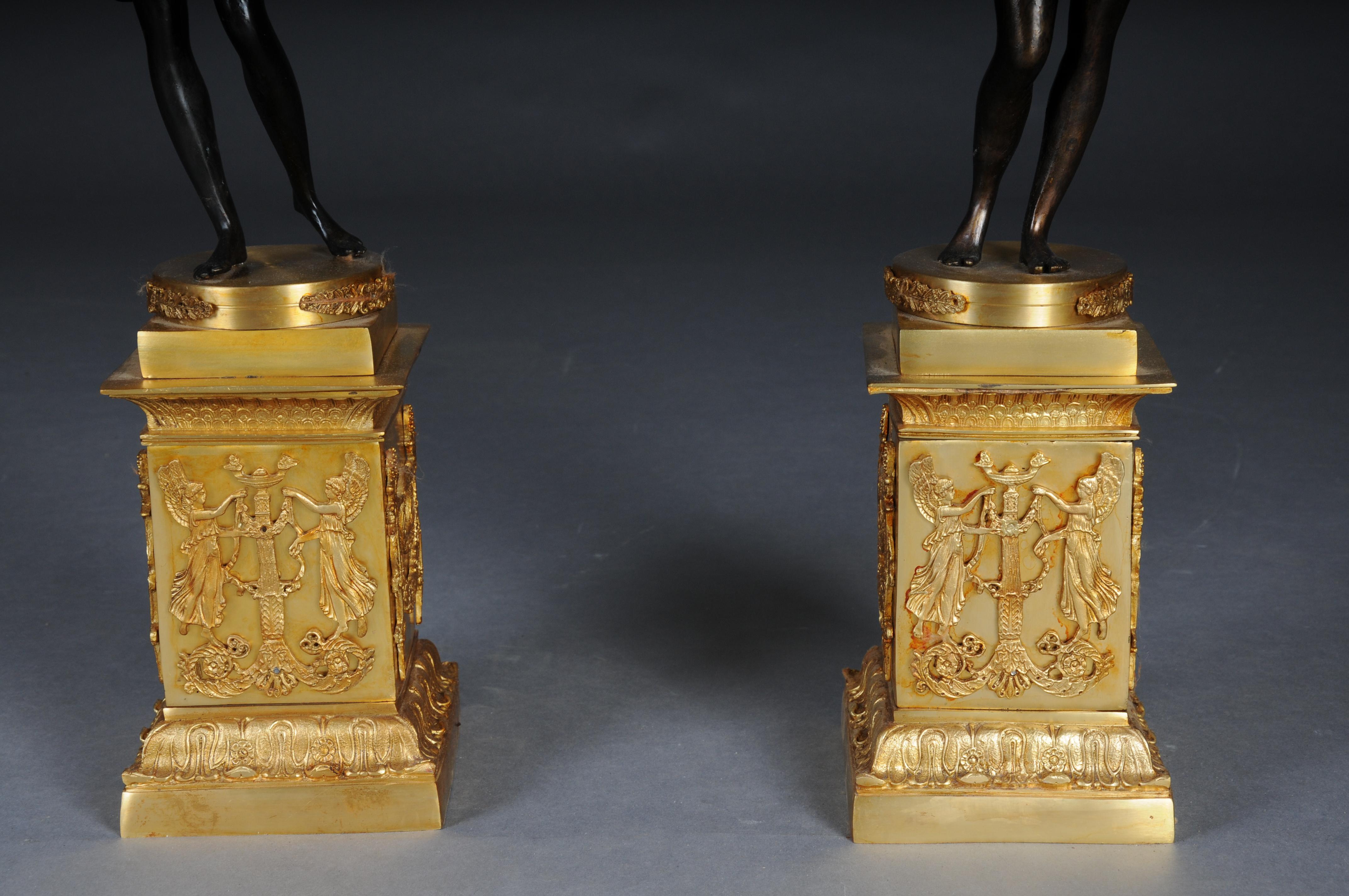 Brass Pair (2) of magnificent French candelabra made of gilt brass bronze For Sale