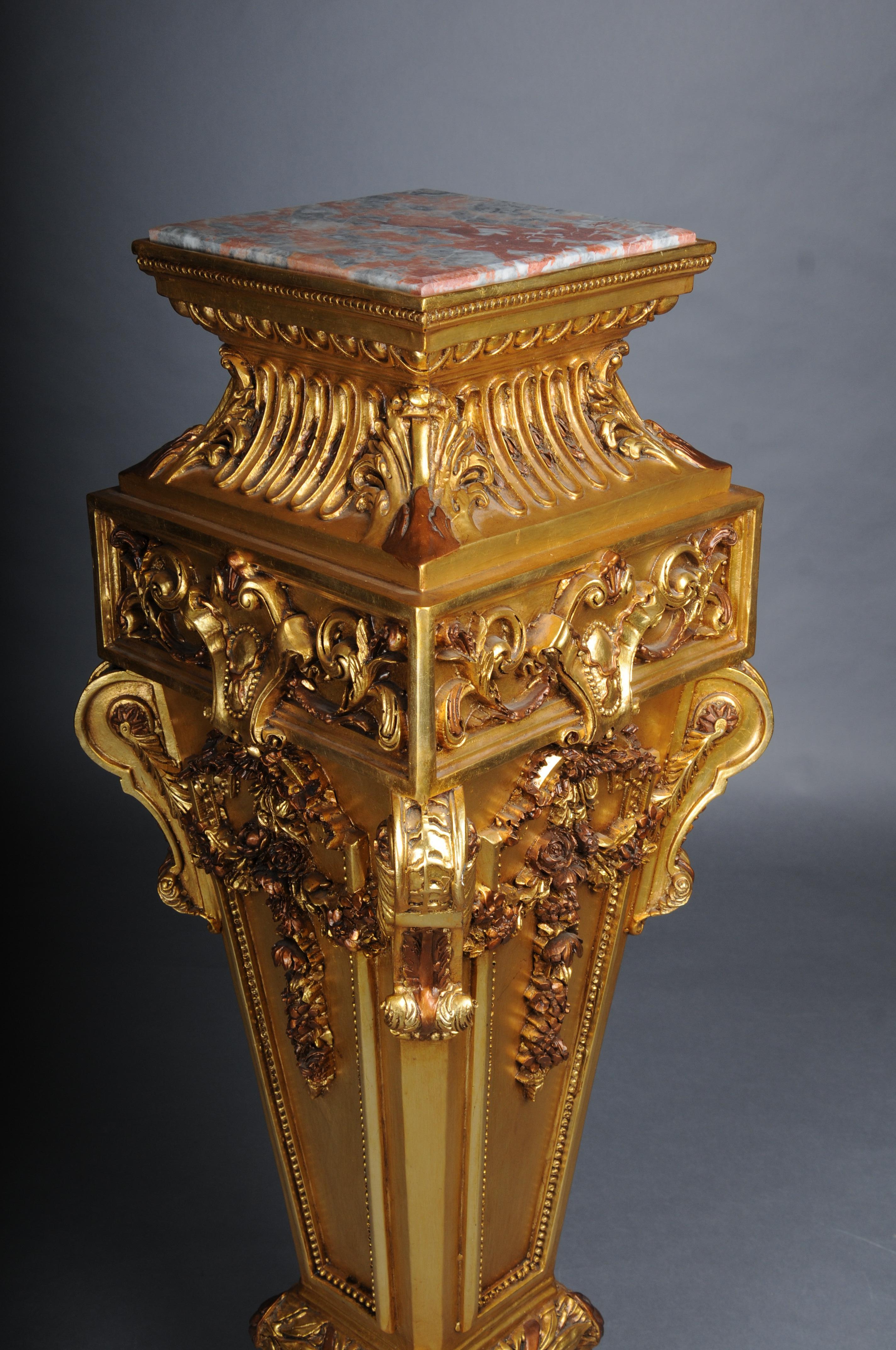 Pareja (2) de magníficas columnas/pedestales dorados, madera maciza, Siglo XX en venta 4