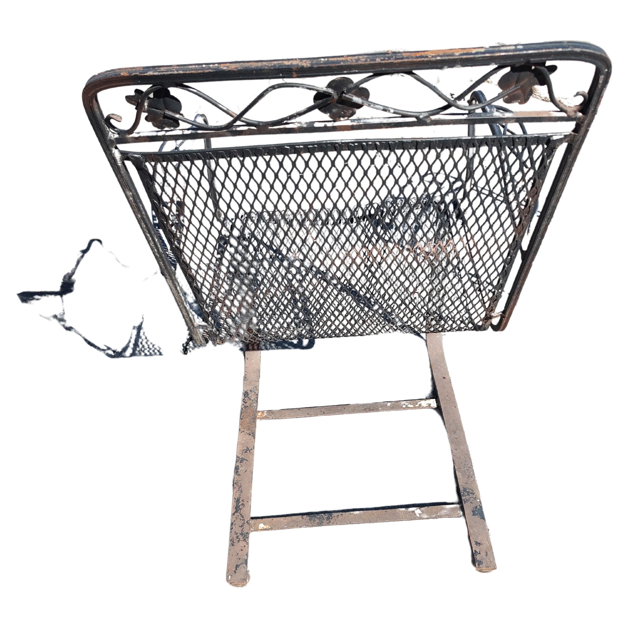 Cast Pair (2) of Mid Century Modern Spring Lounge Chairs with Iron Mesh Seat & Back For Sale
