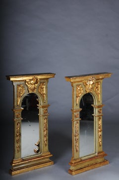 Coppia (2) di specchi da parete antichi di qualità museale, dorati, circa 1830